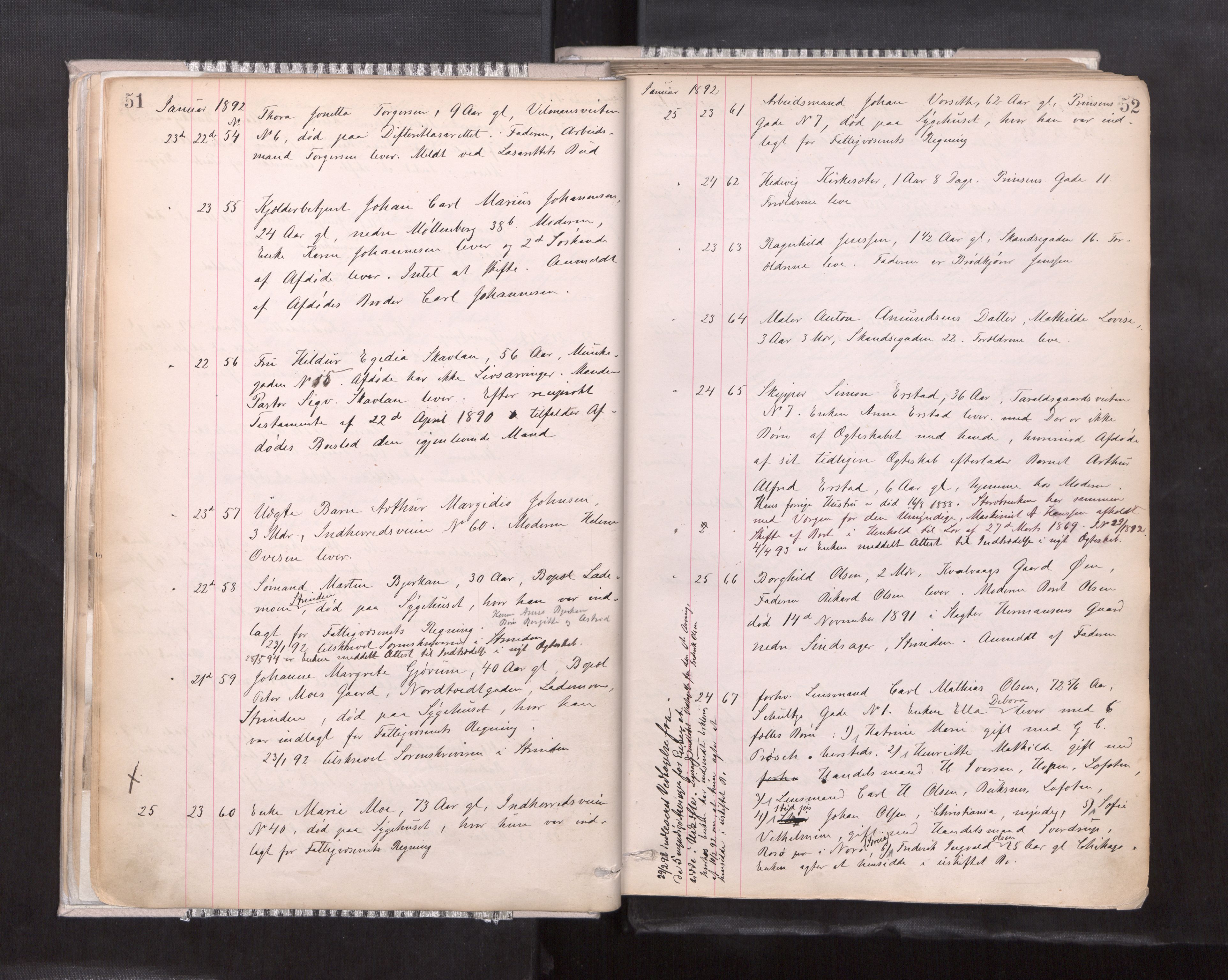 Trondheim byfogd, AV/SAT-A-0003/1/3/3L/L0004: Dødsanmeldelsesprotokoll, 1891-1897, p. 51-52