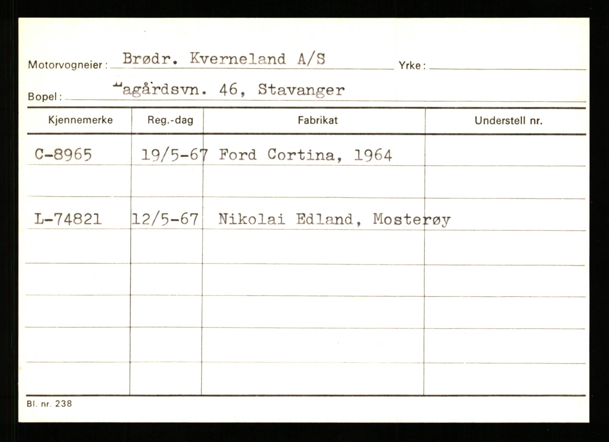 Stavanger trafikkstasjon, SAST/A-101942/0/G/L0002: Registreringsnummer: 5791 - 10405, 1930-1971, p. 2097