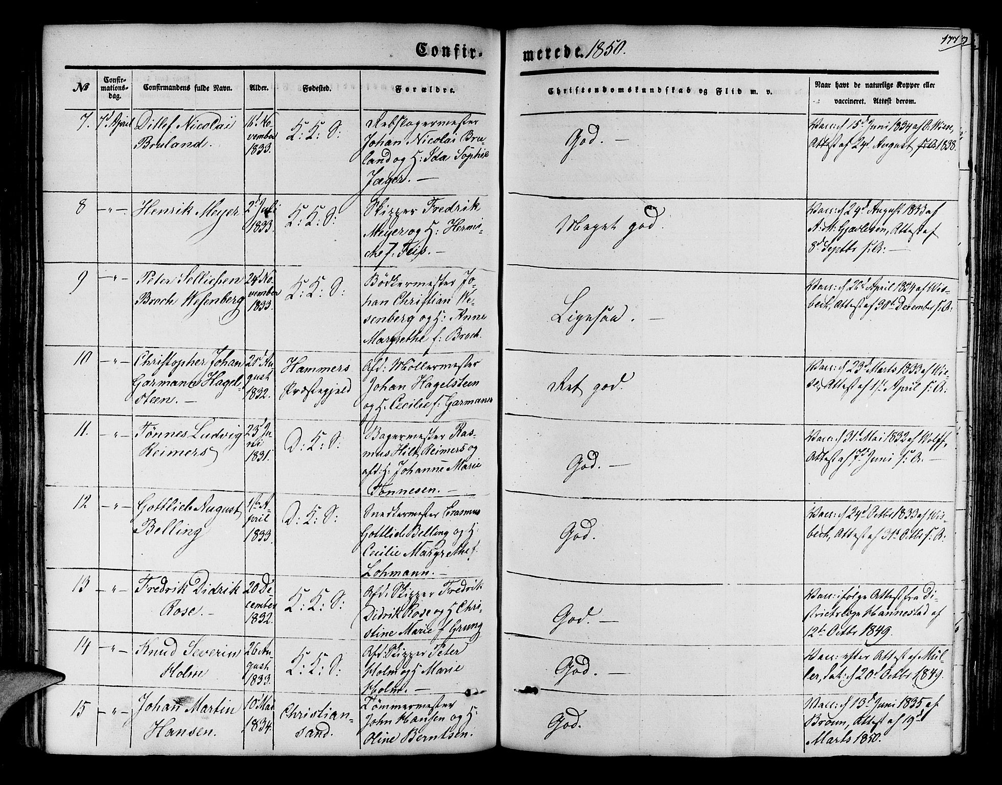 Korskirken sokneprestembete, SAB/A-76101/H/Hab: Parish register (copy) no. C 1, 1839-1868, p. 177