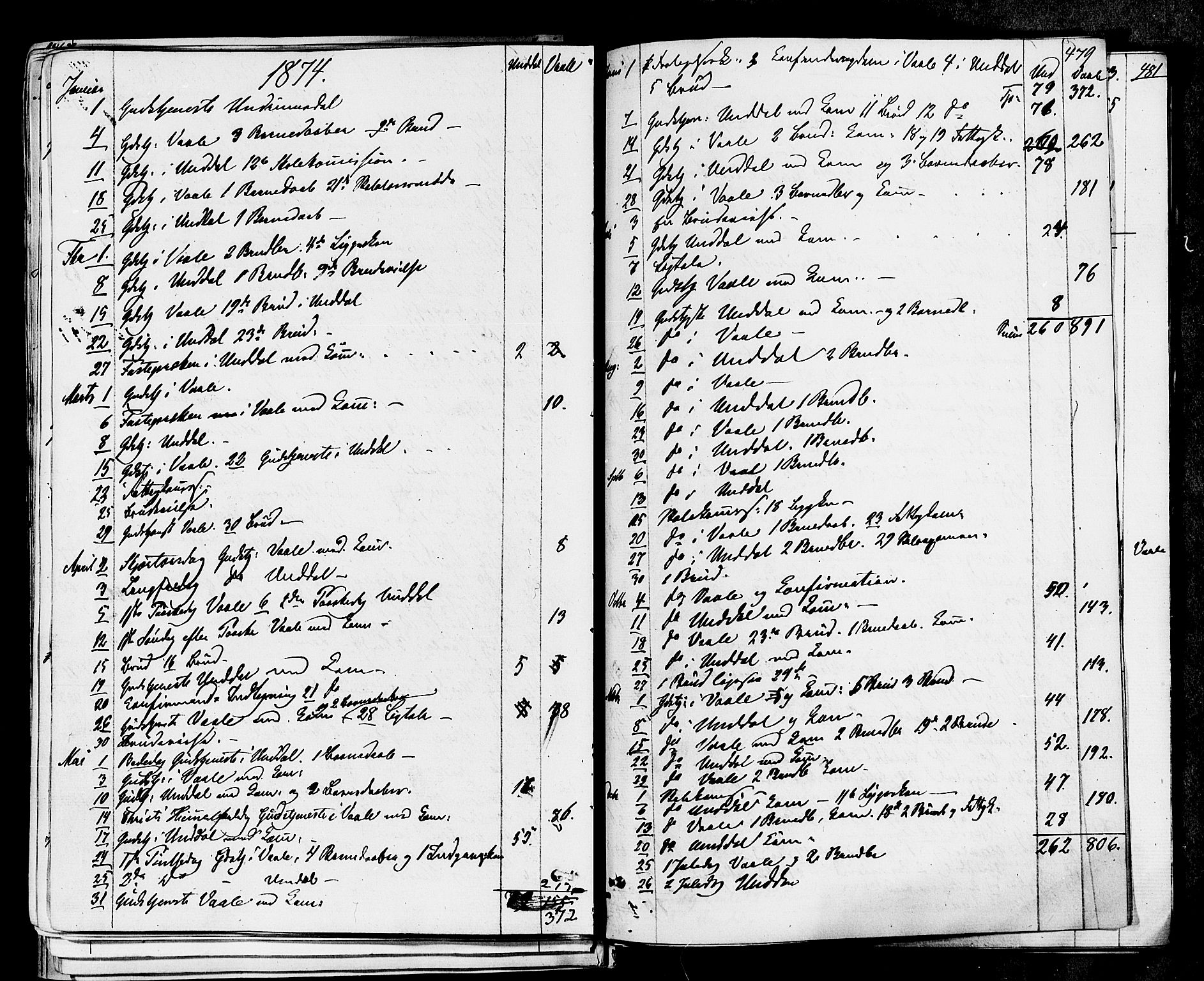 Våle kirkebøker, AV/SAKO-A-334/F/Fa/L0010: Parish register (official) no. I 10, 1861-1877, p. 479