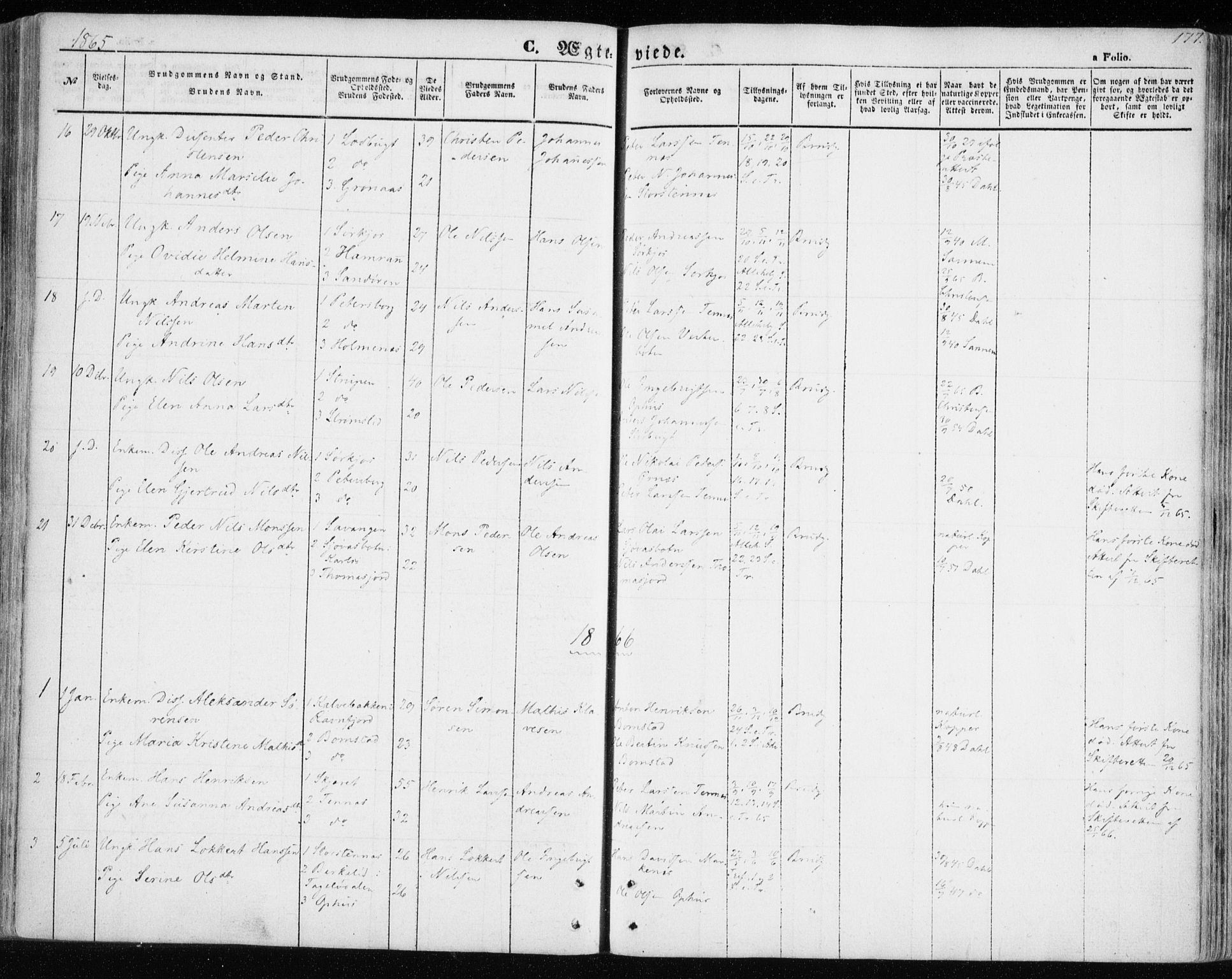 Balsfjord sokneprestembete, SATØ/S-1303/G/Ga/L0003kirke: Parish register (official) no. 3, 1856-1870, p. 177