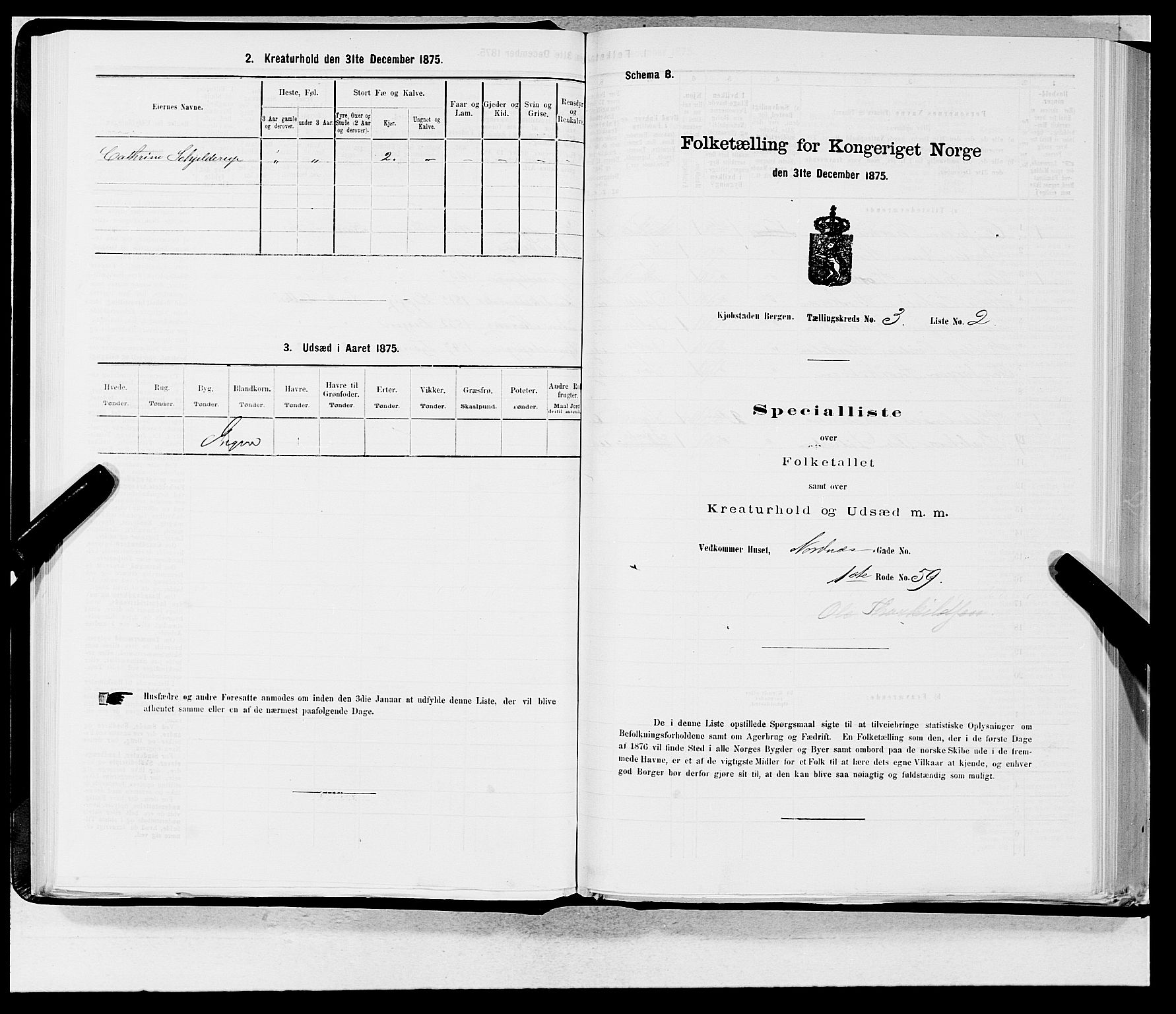 SAB, 1875 census for 1301 Bergen, 1875, p. 109