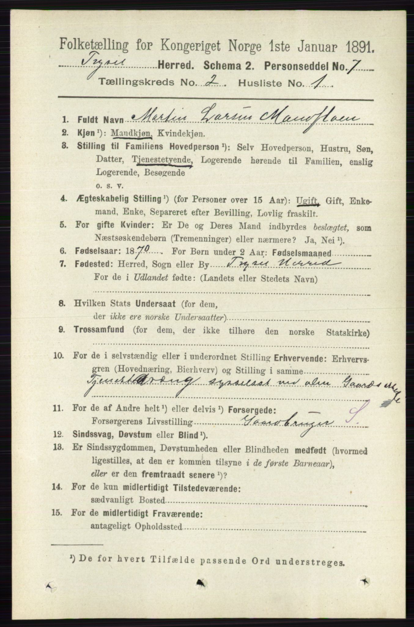 RA, 1891 census for 0428 Trysil, 1891, p. 730