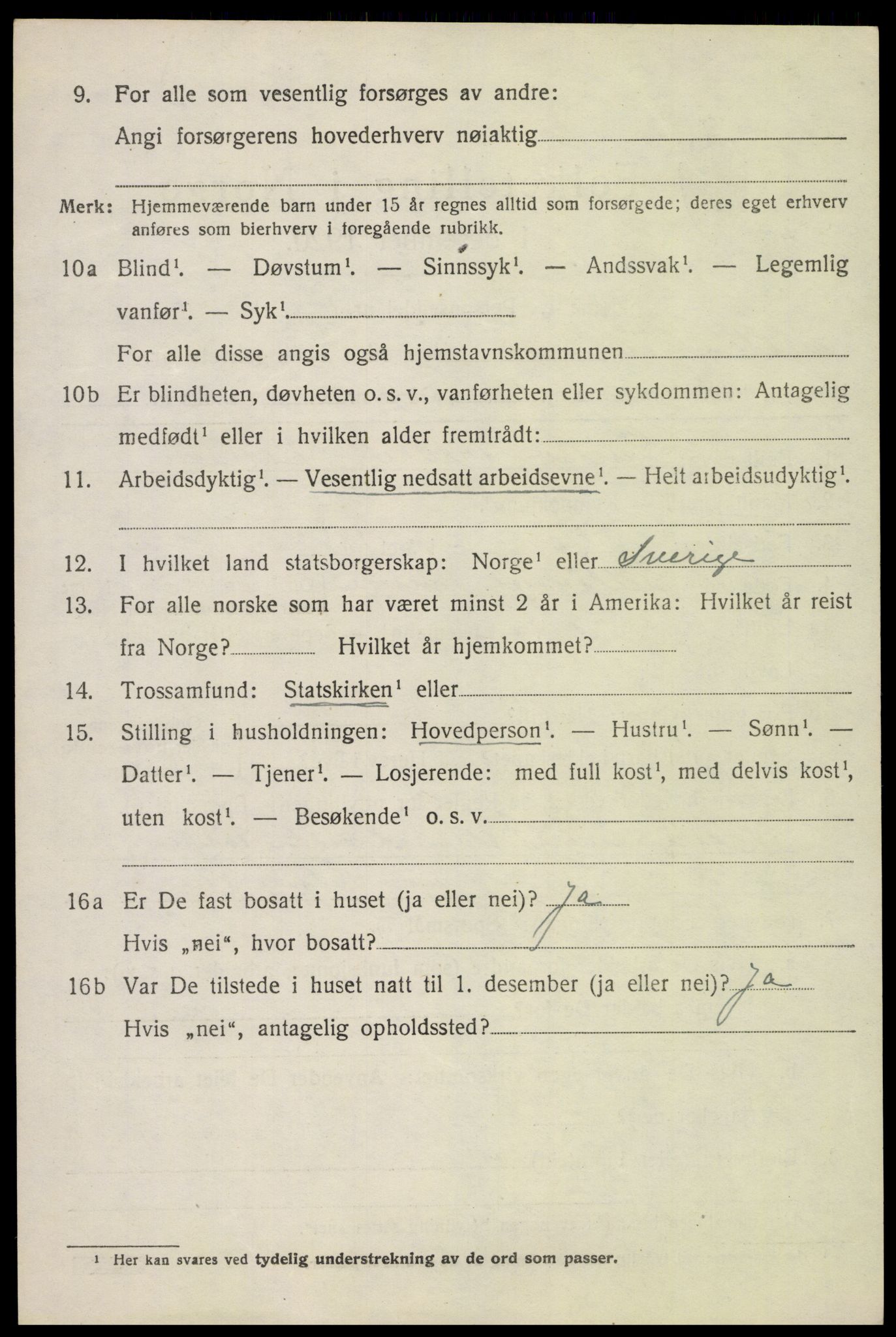 SAH, 1920 census for Vestre Toten, 1920, p. 3439