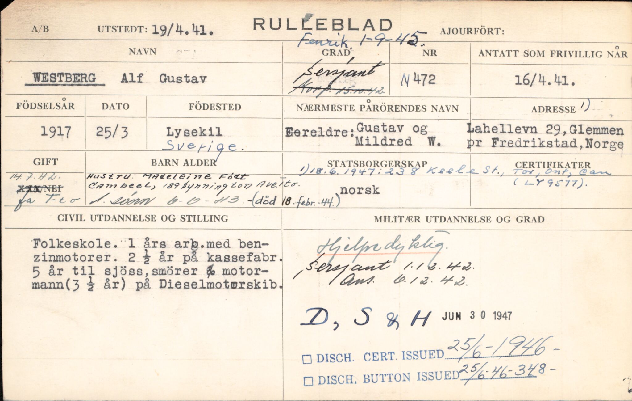 Forsvaret, Forsvarets overkommando/Luftforsvarsstaben, AV/RA-RAFA-4079/P/Pa/L0052: Personellpapirer, 1917, p. 491