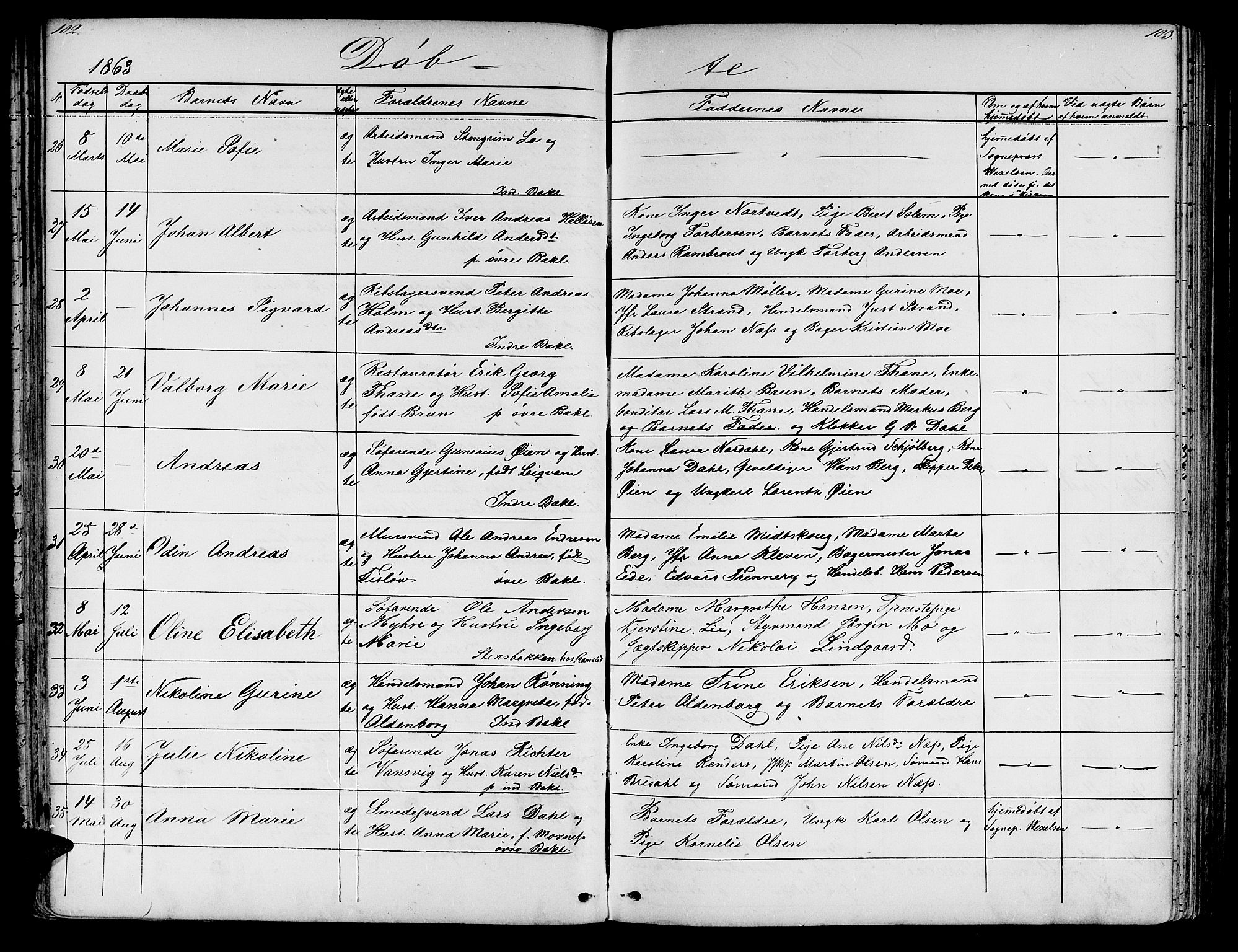 Ministerialprotokoller, klokkerbøker og fødselsregistre - Sør-Trøndelag, AV/SAT-A-1456/604/L0219: Parish register (copy) no. 604C02, 1851-1869, p. 102-103