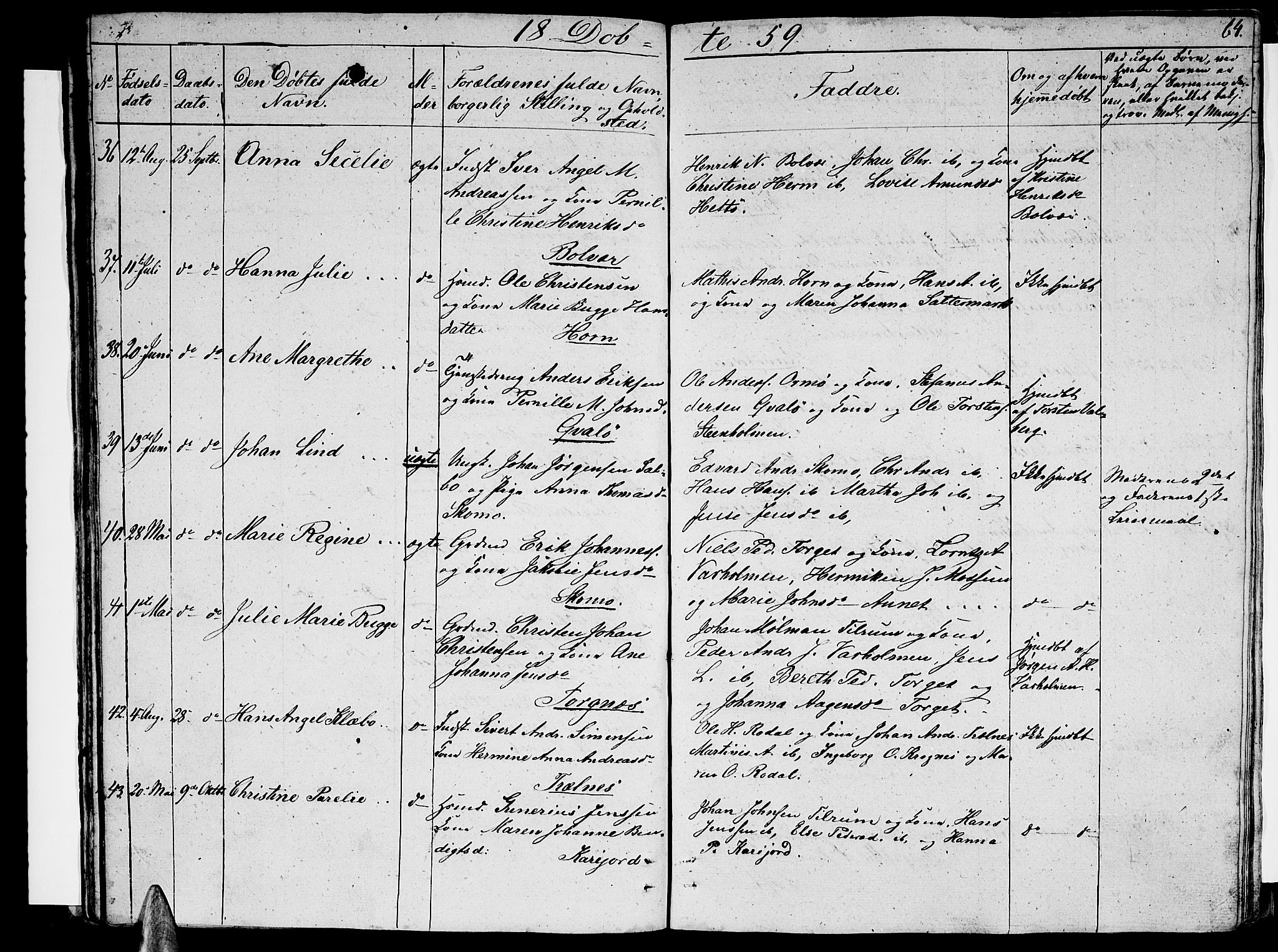 Ministerialprotokoller, klokkerbøker og fødselsregistre - Nordland, SAT/A-1459/813/L0211: Parish register (copy) no. 813C03, 1842-1863, p. 64
