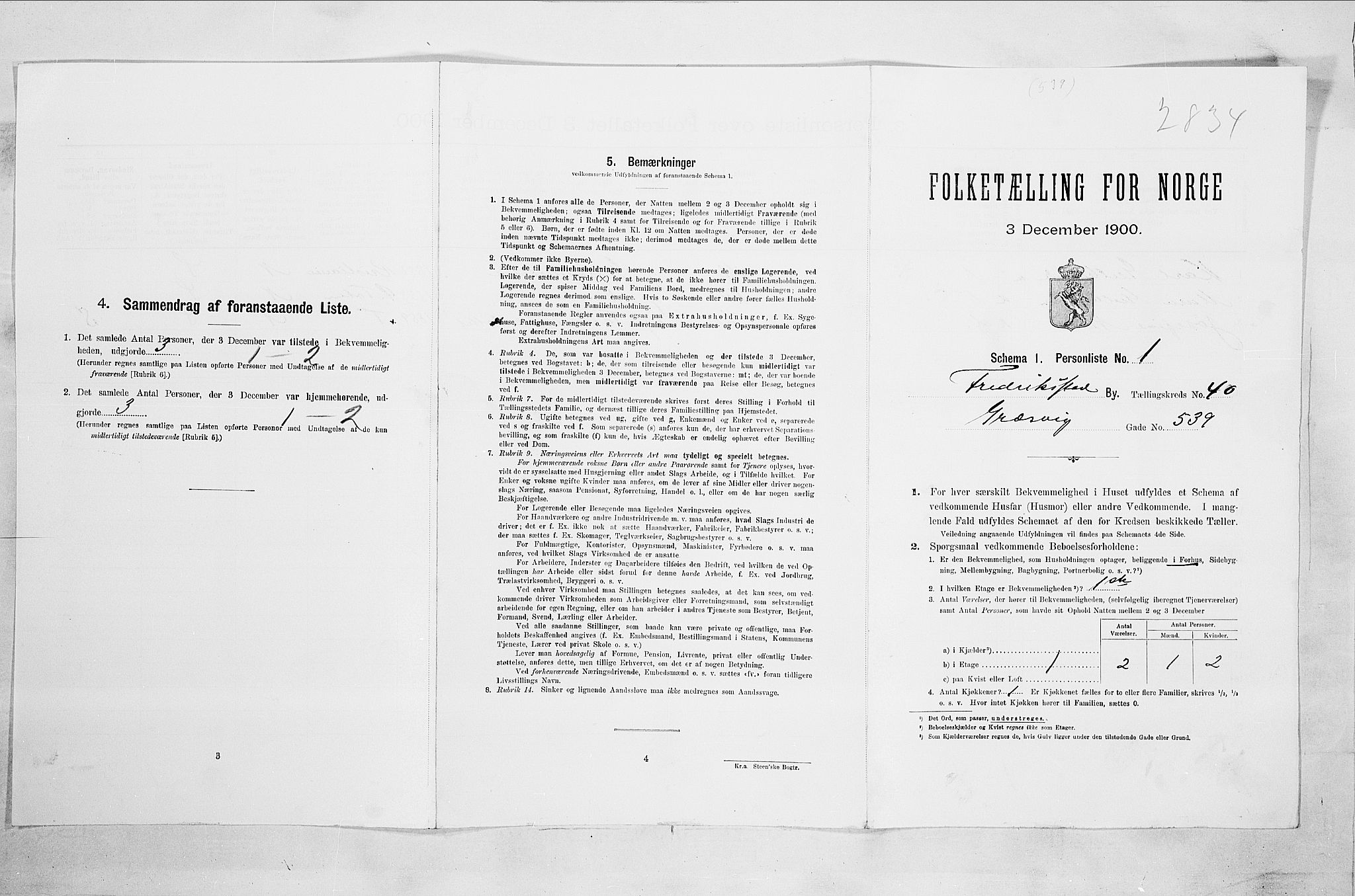 SAO, 1900 census for Fredrikstad, 1900