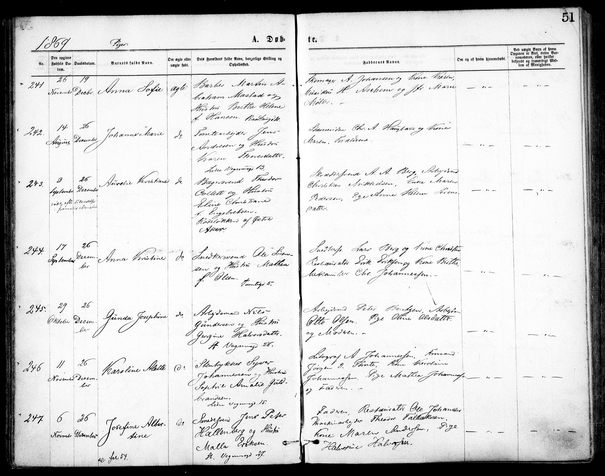Oslo domkirke Kirkebøker, AV/SAO-A-10752/F/Fa/L0017: Parish register (official) no. 17, 1869-1878, p. 51