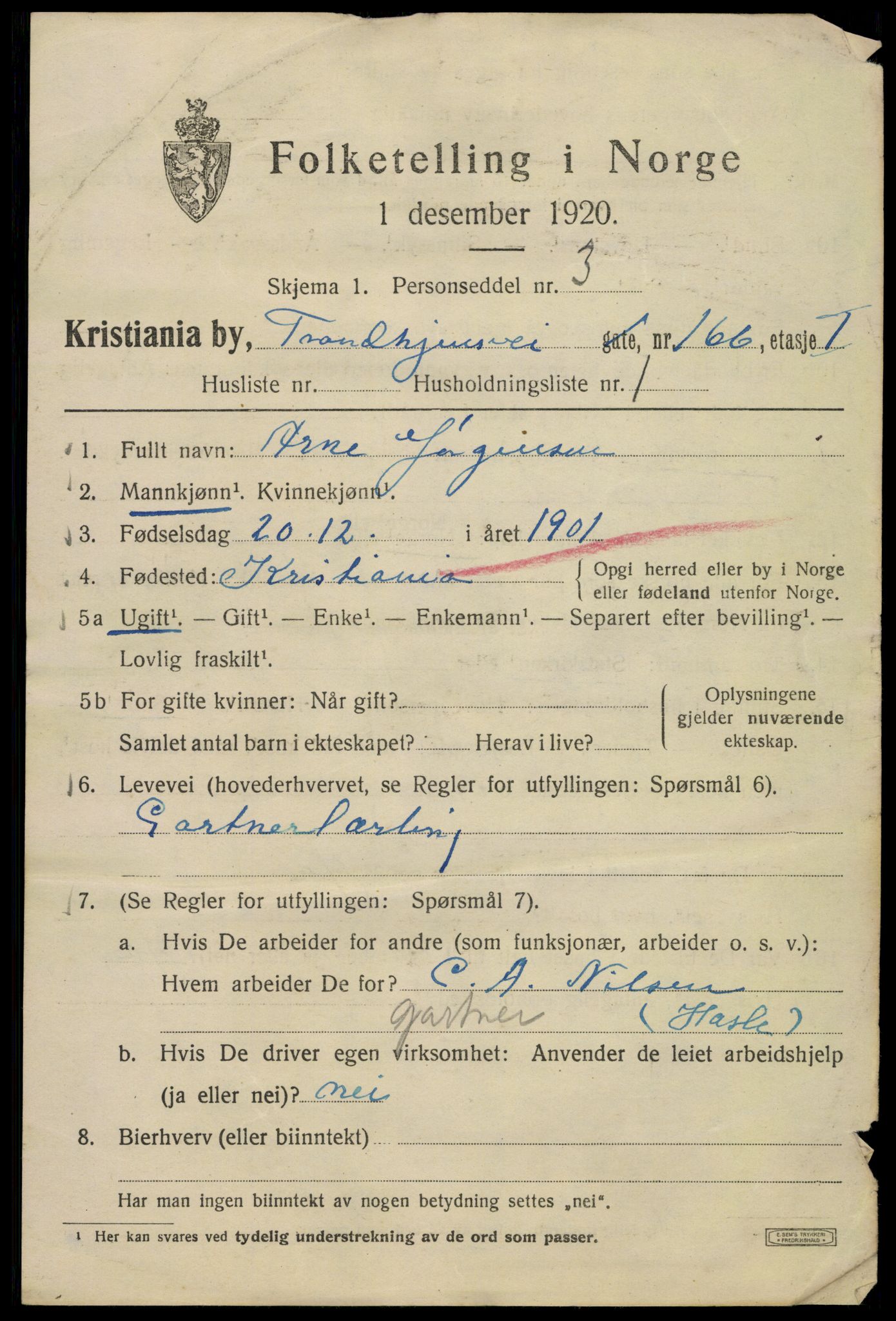 SAO, 1920 census for Kristiania, 1920, p. 603297