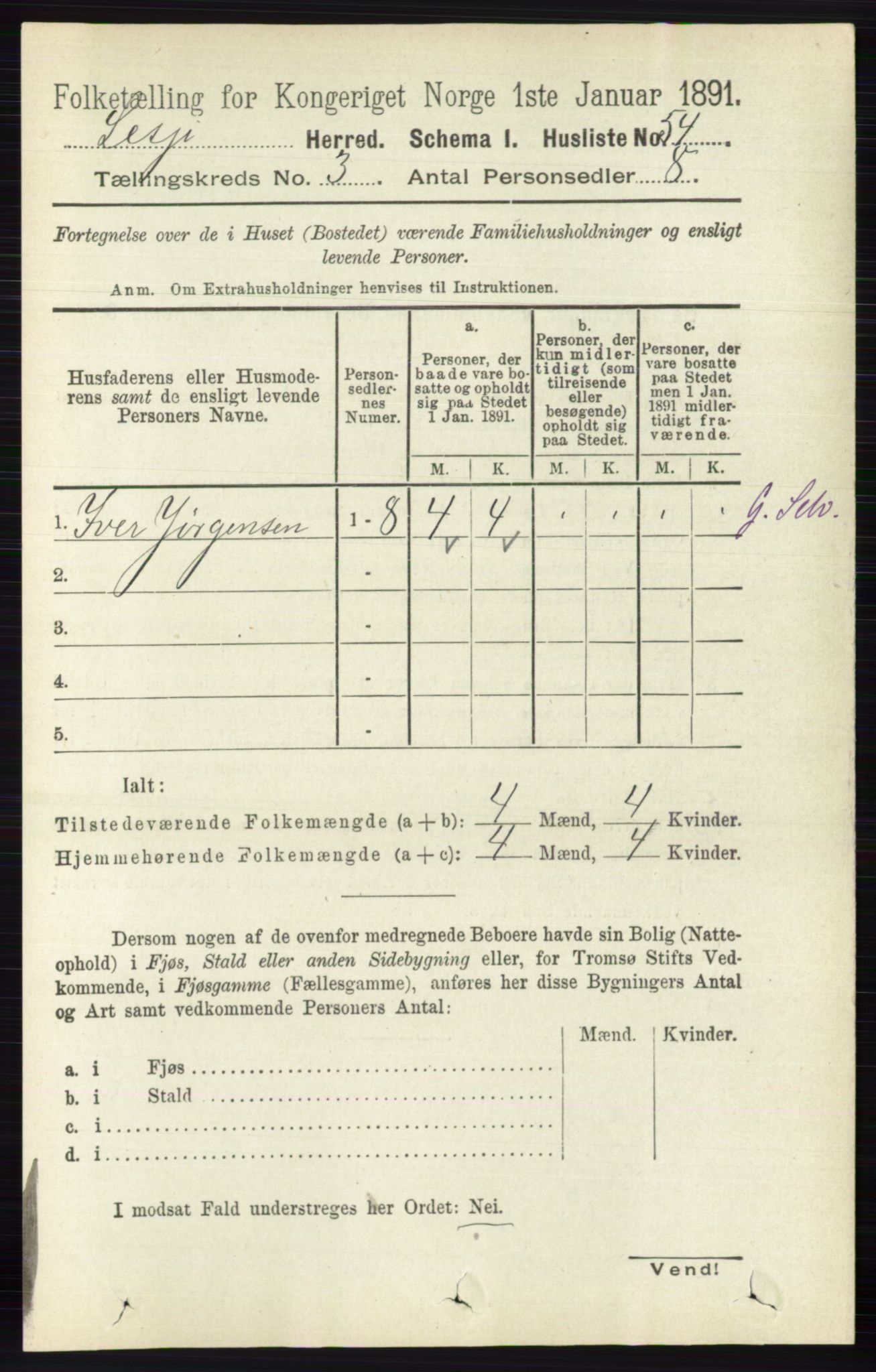 RA, 1891 census for 0512 Lesja, 1891, p. 623