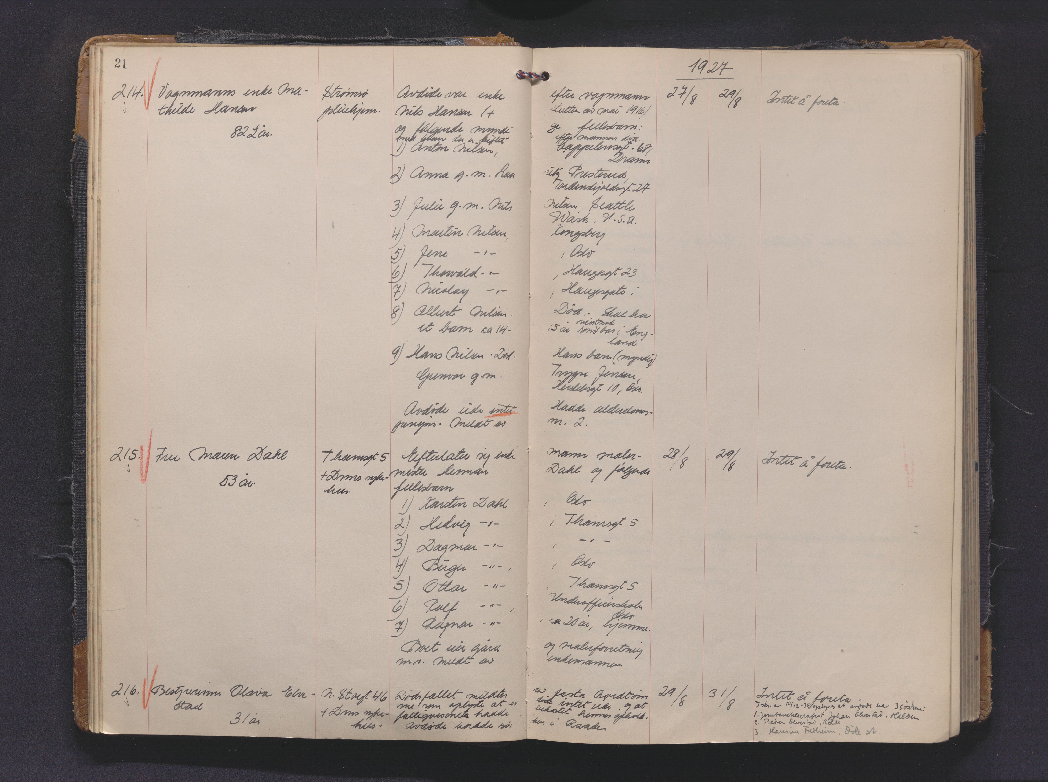 Drammen byfogd, AV/SAKO-A-222/H/Ha/Haa/L0016: Dødsjournal., 1927-1930, p. 21