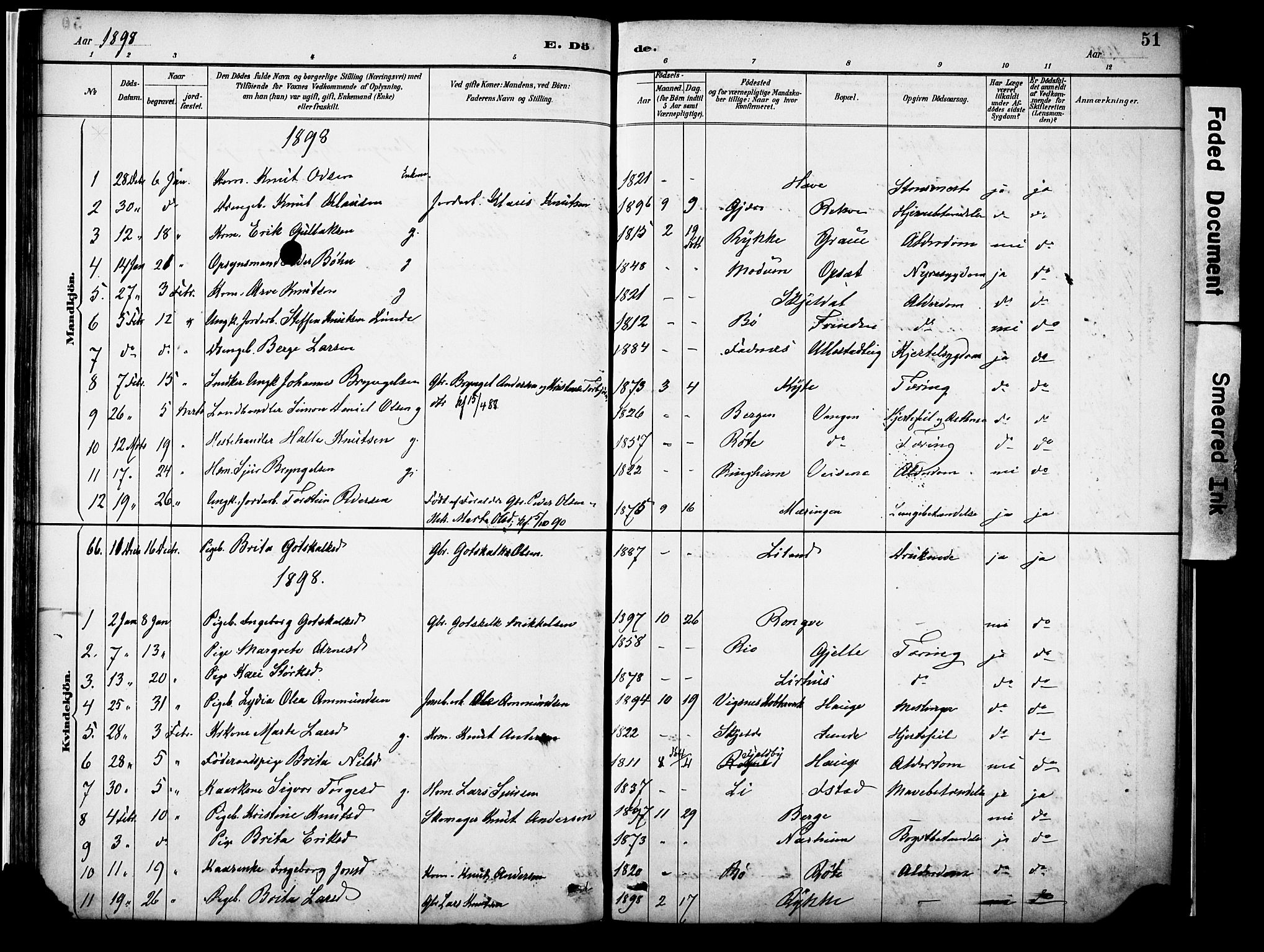 Voss sokneprestembete, SAB/A-79001/H/Haa: Parish register (official) no. A 22, 1887-1909, p. 51