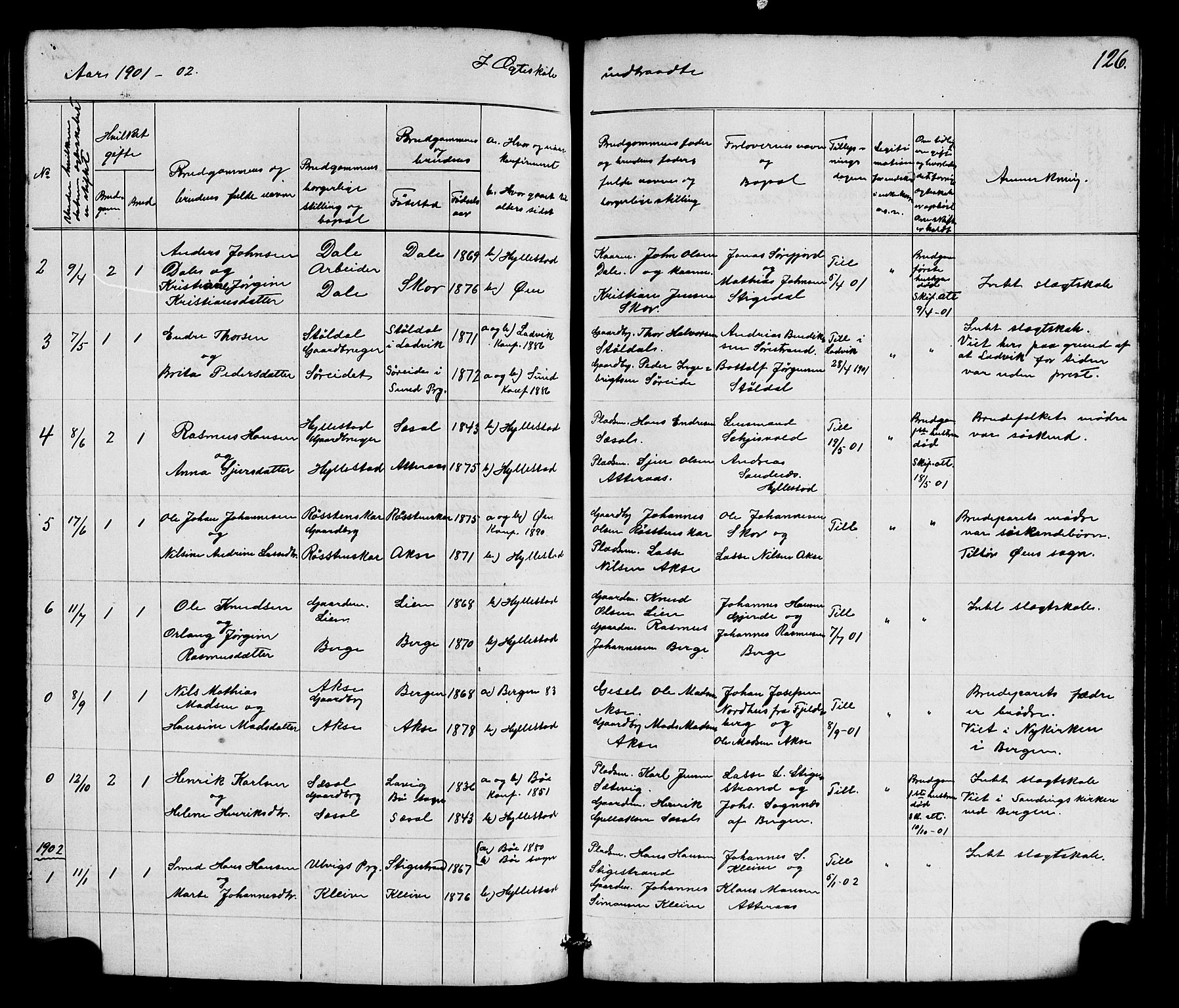 Hyllestad sokneprestembete, SAB/A-80401: Parish register (copy) no. A 2, 1876-1906, p. 126