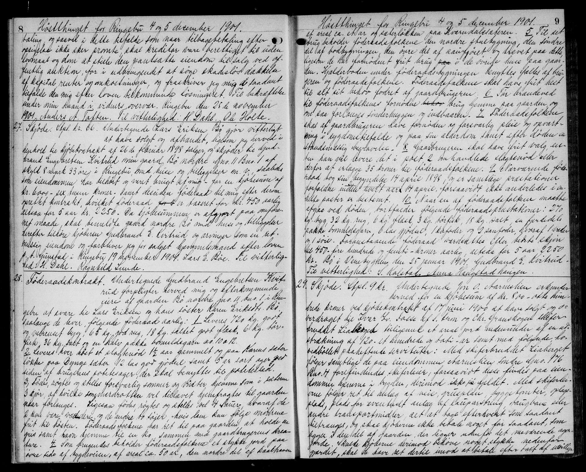 Mellom-Gudbrandsdal sorenskriveri, AV/SAH-TING-038/H/Hb/L0013: Mortgage book no. 13, 1901-1904, p. 8-9
