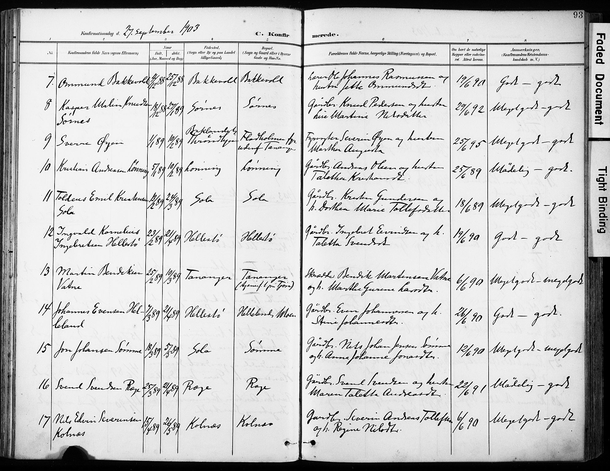 Håland sokneprestkontor, AV/SAST-A-101802/001/30BA/L0013: Parish register (official) no. A 12, 1901-1913, p. 93