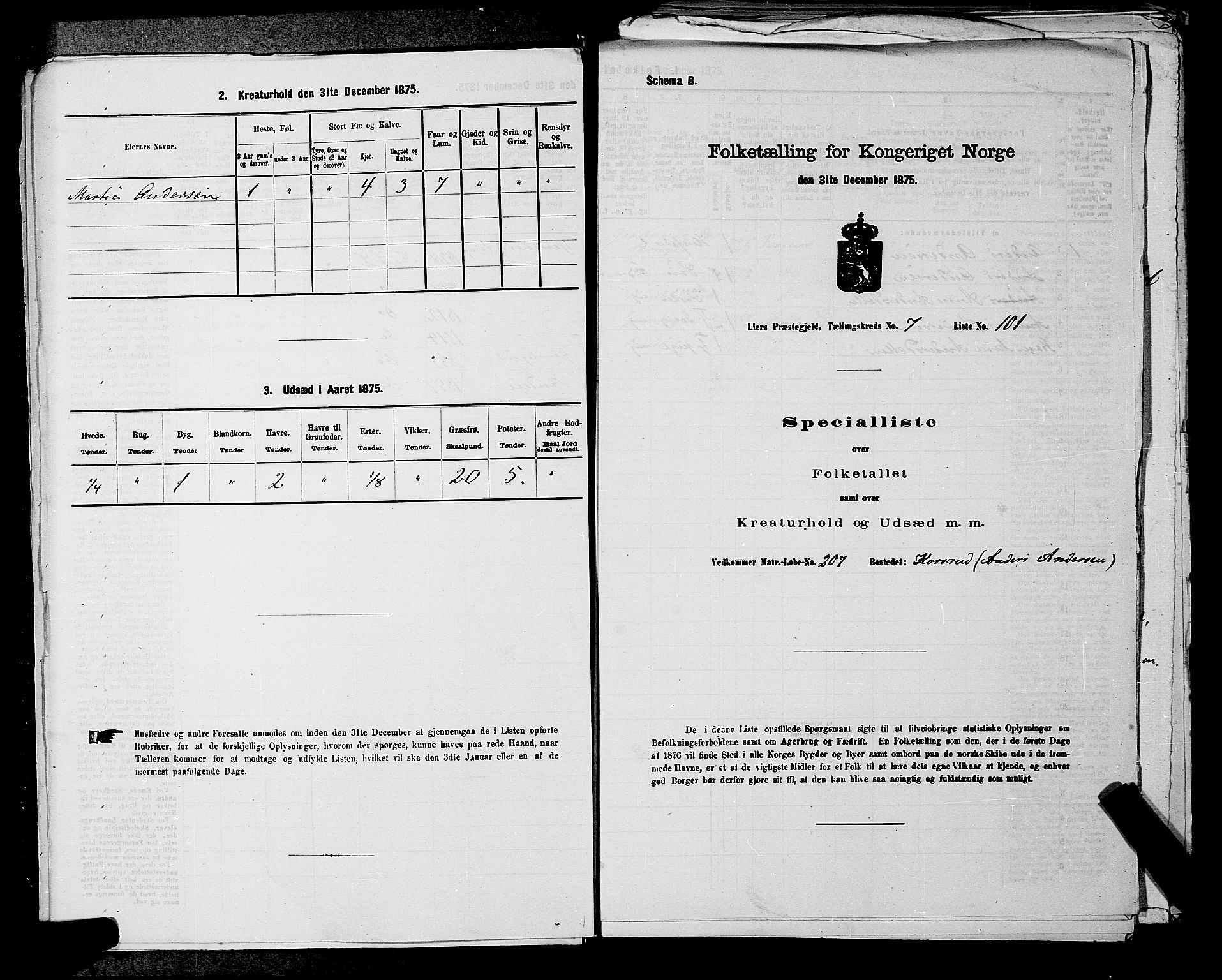 SAKO, 1875 census for 0626P Lier, 1875, p. 1297