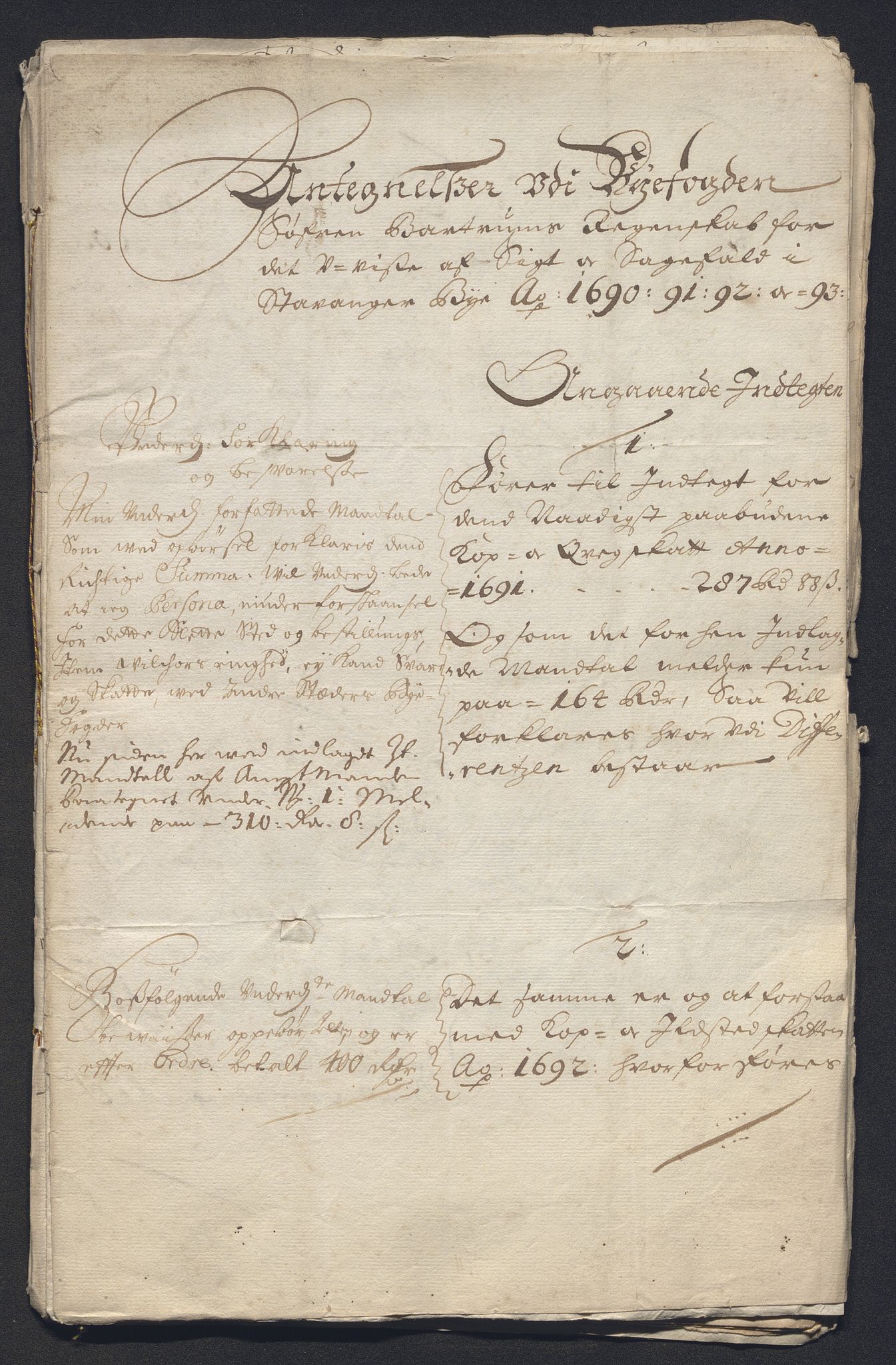 Rentekammeret inntil 1814, Reviderte regnskaper, Byregnskaper, AV/RA-EA-4066/R/Ro/L0316: [O14] Sikt og sakefall, 1662-1693, p. 392