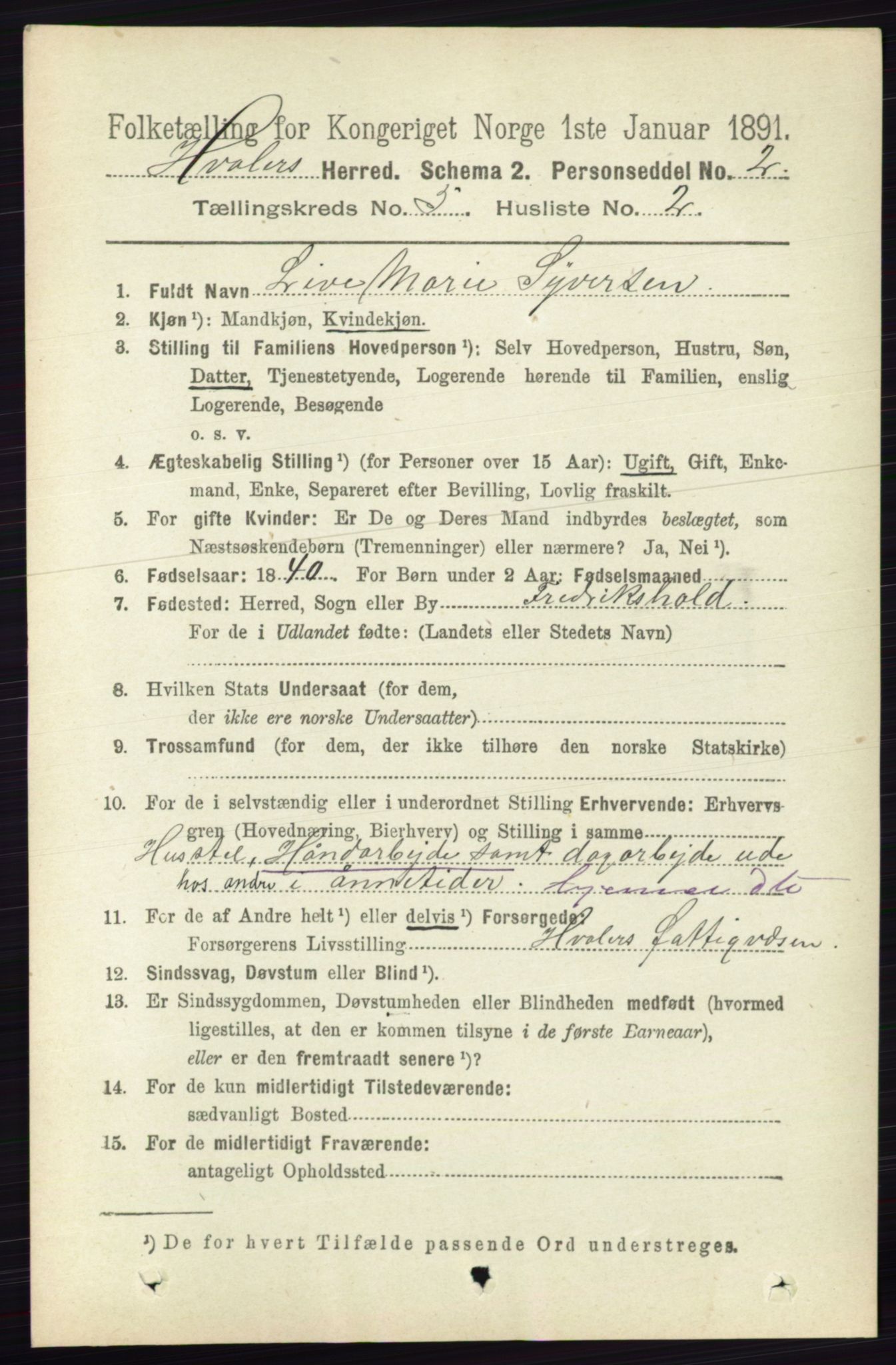 RA, 1891 census for 0111 Hvaler, 1891, p. 3194