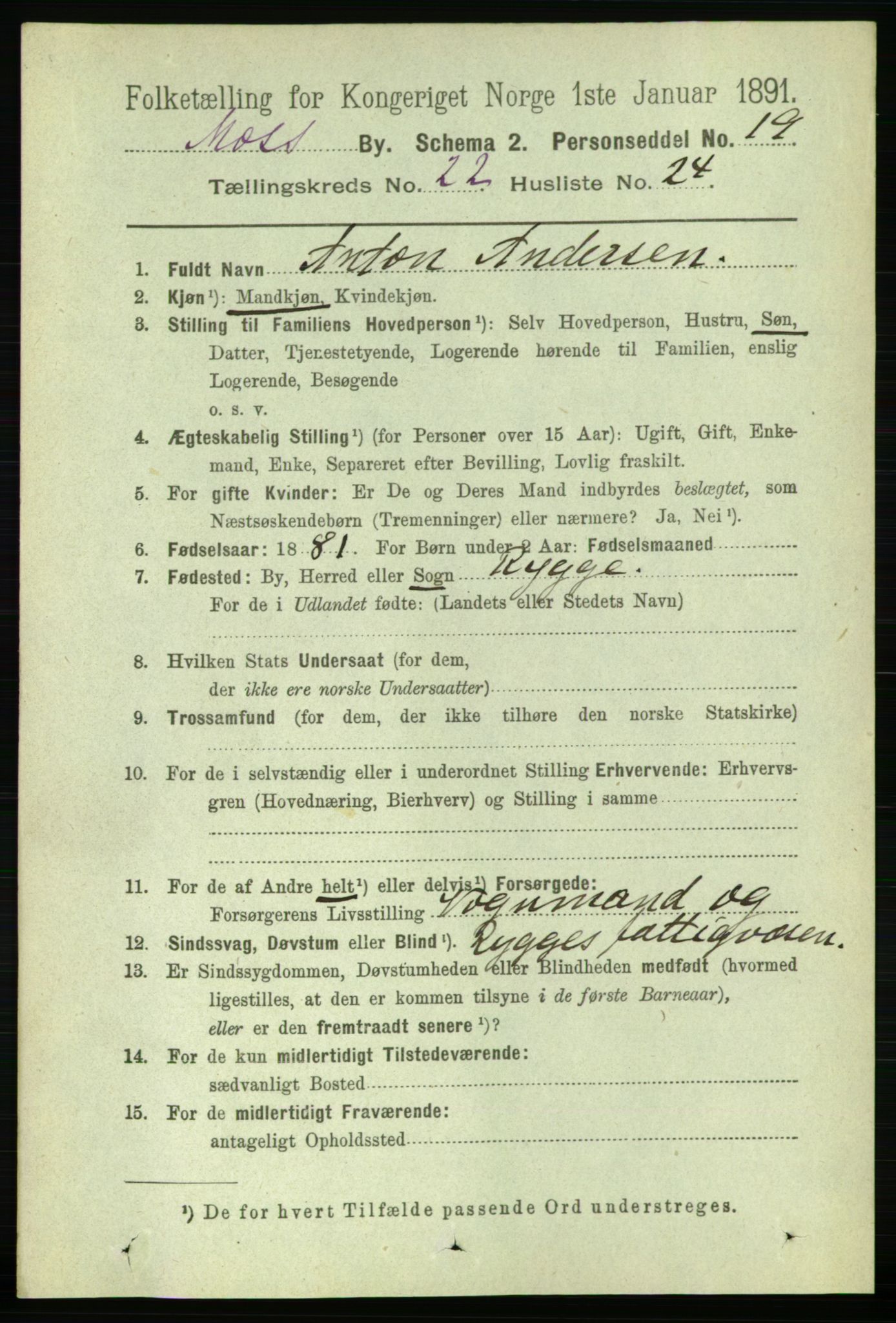 RA, 1891 census for 0104 Moss, 1891, p. 9697