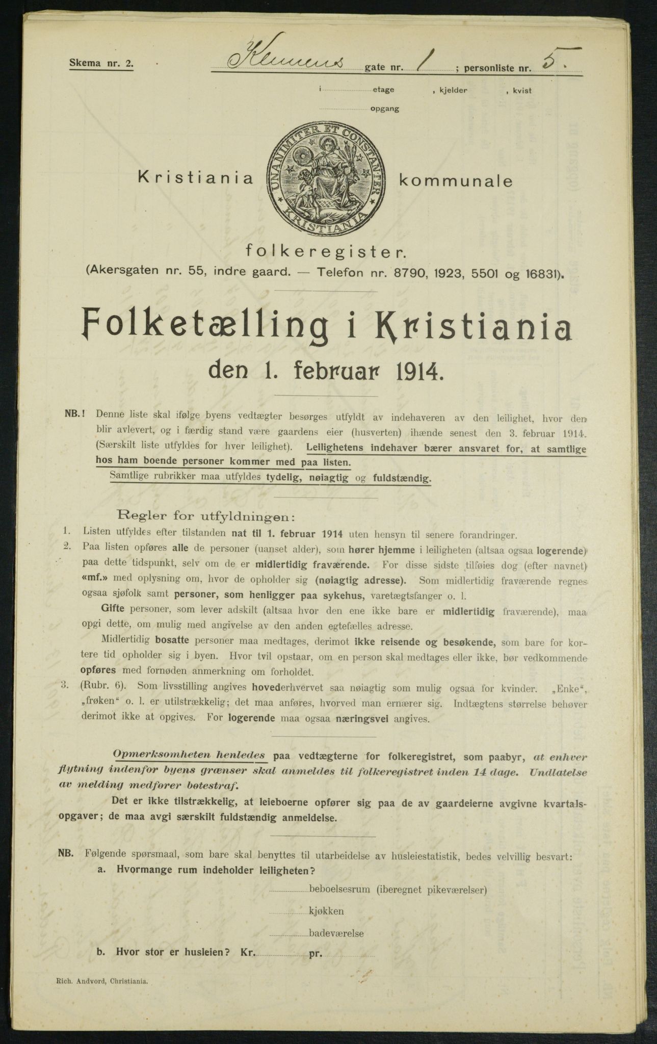 OBA, Municipal Census 1914 for Kristiania, 1914, p. 12935