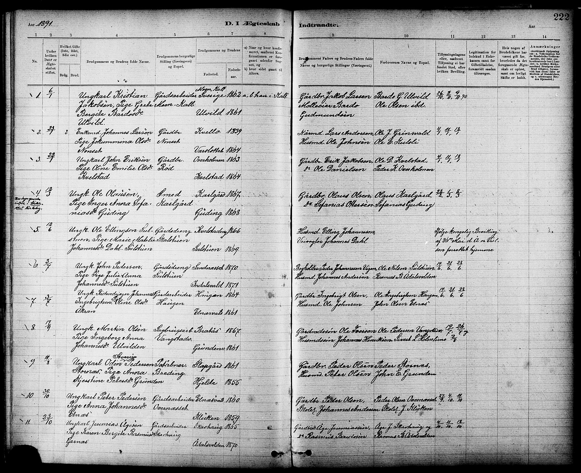 Ministerialprotokoller, klokkerbøker og fødselsregistre - Nord-Trøndelag, SAT/A-1458/724/L0267: Parish register (copy) no. 724C03, 1879-1898, p. 222