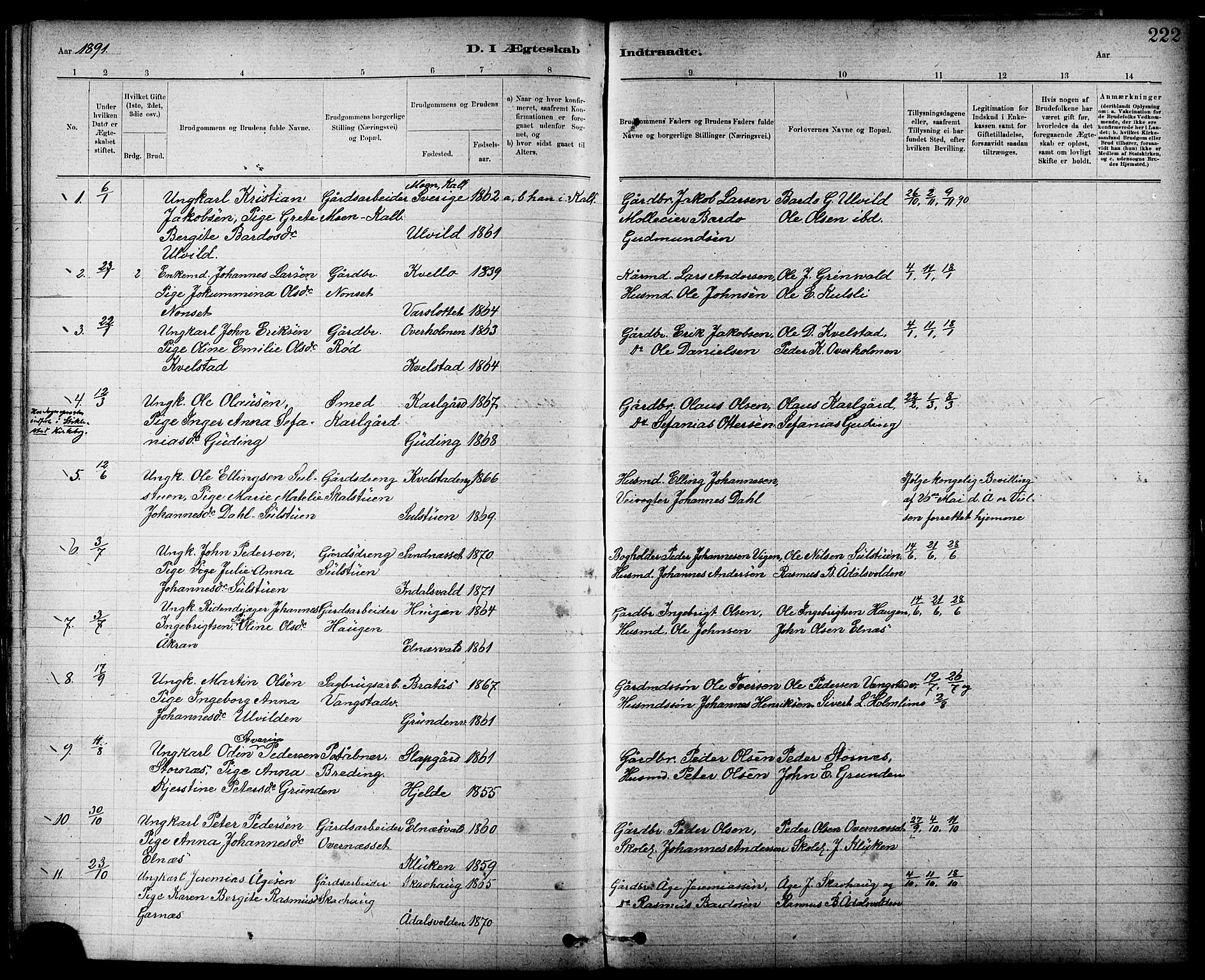Ministerialprotokoller, klokkerbøker og fødselsregistre - Nord-Trøndelag, AV/SAT-A-1458/724/L0267: Parish register (copy) no. 724C03, 1879-1898, p. 222