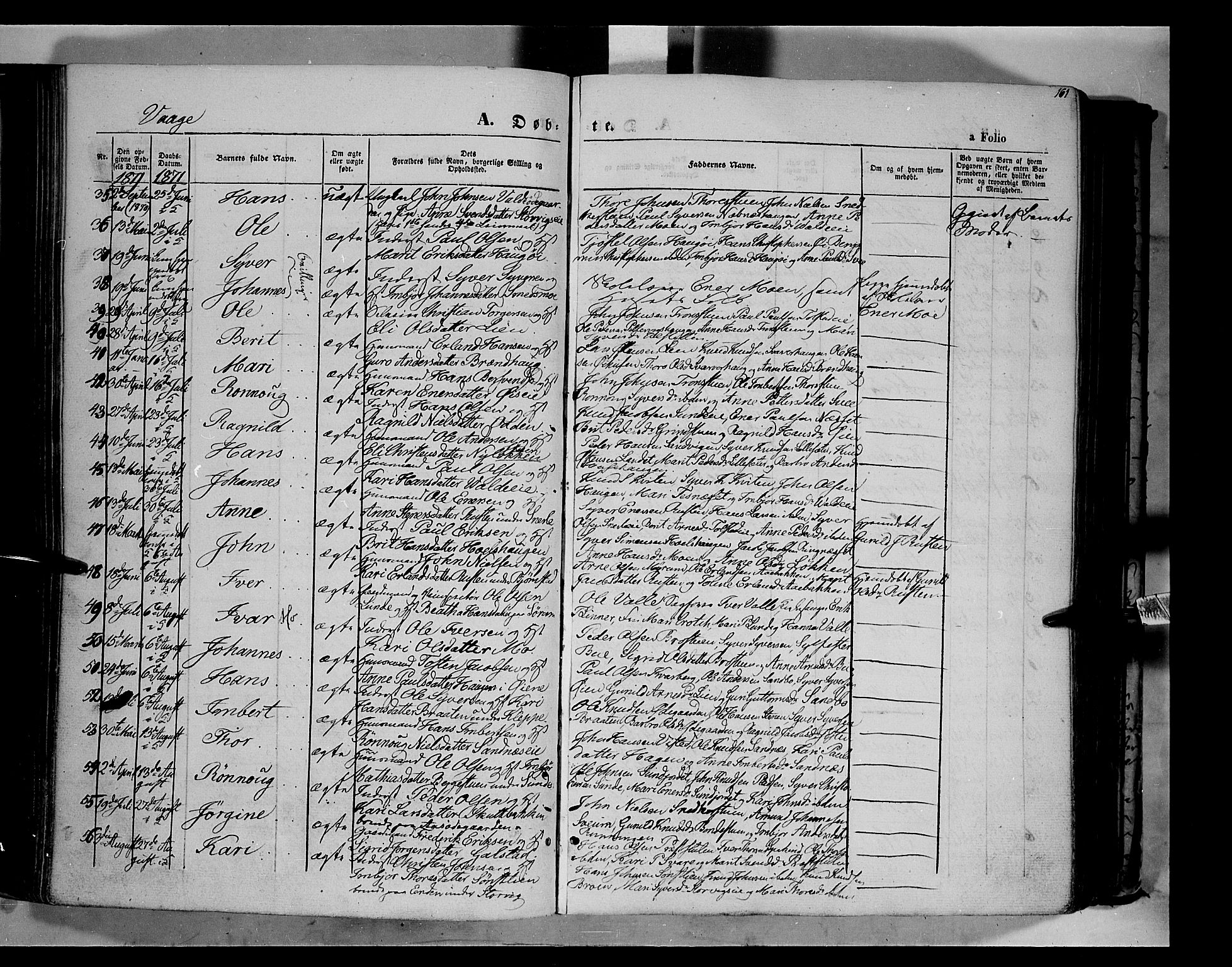 Vågå prestekontor, AV/SAH-PREST-076/H/Ha/Haa/L0006: Parish register (official) no. 6 /1, 1856-1872, p. 161