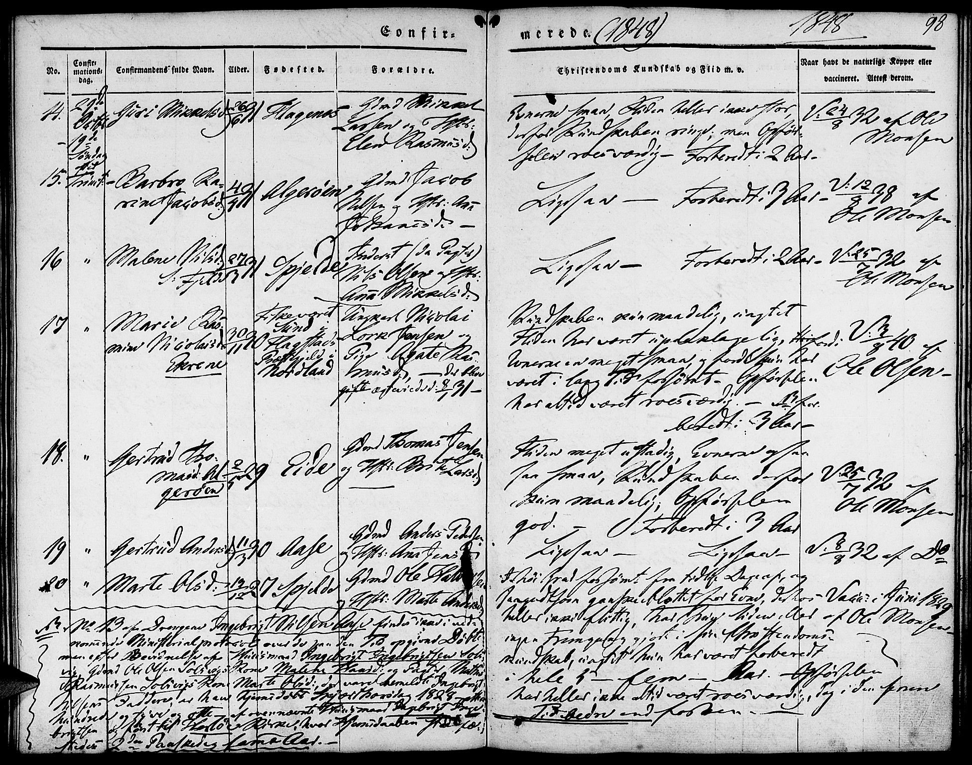 Fjell sokneprestembete, SAB/A-75301/H/Haa: Parish register (official) no. A 1, 1835-1850, p. 98