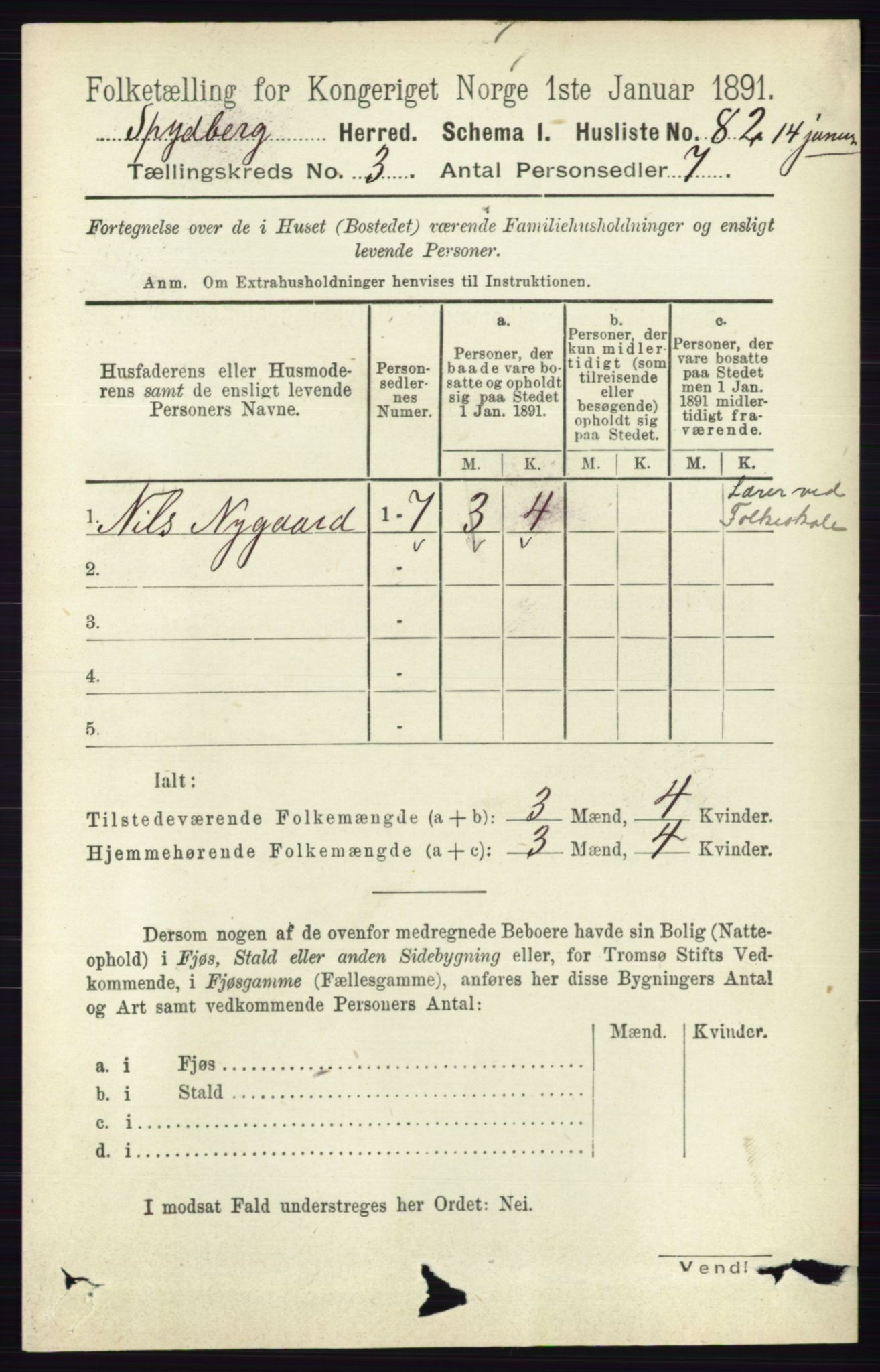 RA, 1891 census for 0123 Spydeberg, 1891, p. 1224