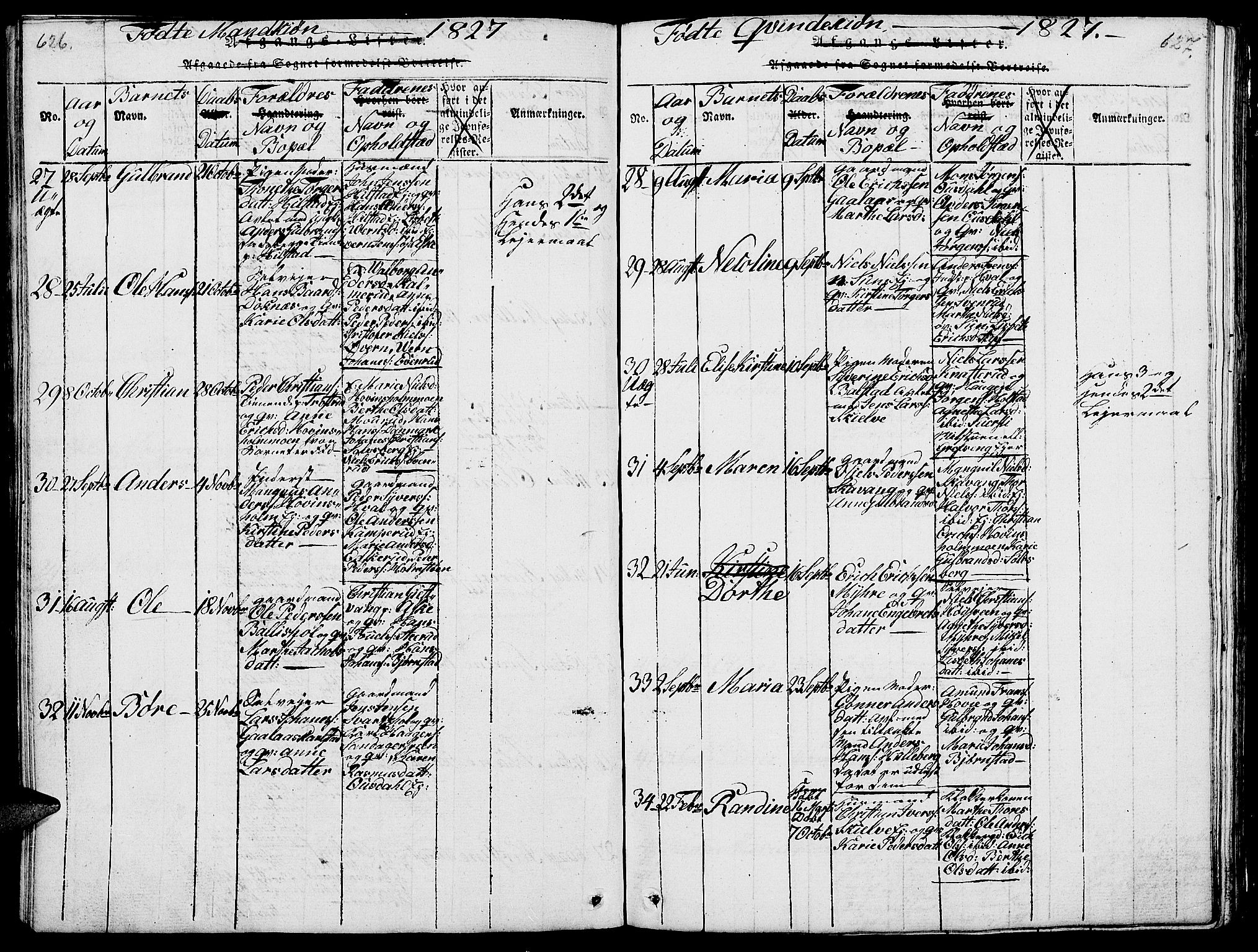 Nes prestekontor, Hedmark, AV/SAH-PREST-020/L/La/L0003: Parish register (copy) no. 3, 1814-1831, p. 626-627