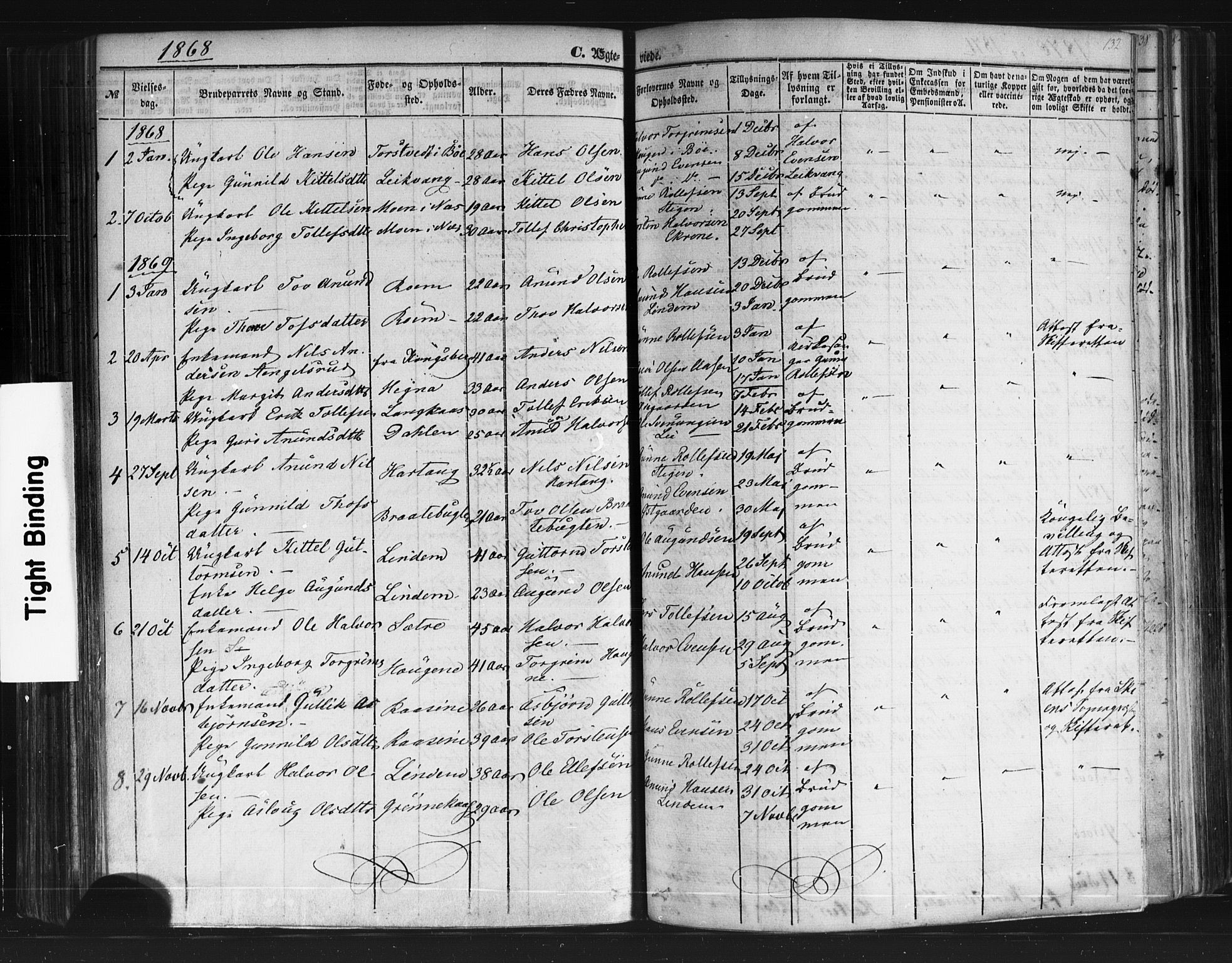 Sauherad kirkebøker, SAKO/A-298/F/Fb/L0001: Parish register (official) no. II 1, 1851-1877, p. 132