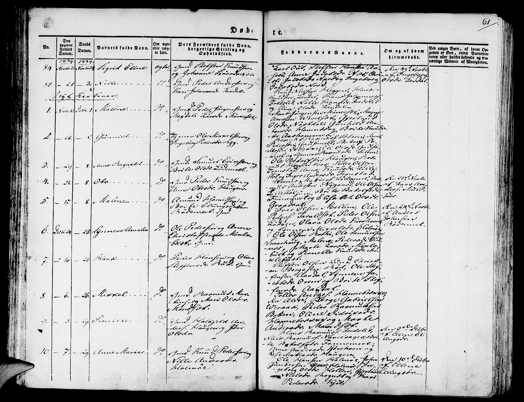 Eid sokneprestembete, AV/SAB-A-82301/H/Haa/Haaa/L0006: Parish register (official) no. A 6, 1831-1843, p. 61