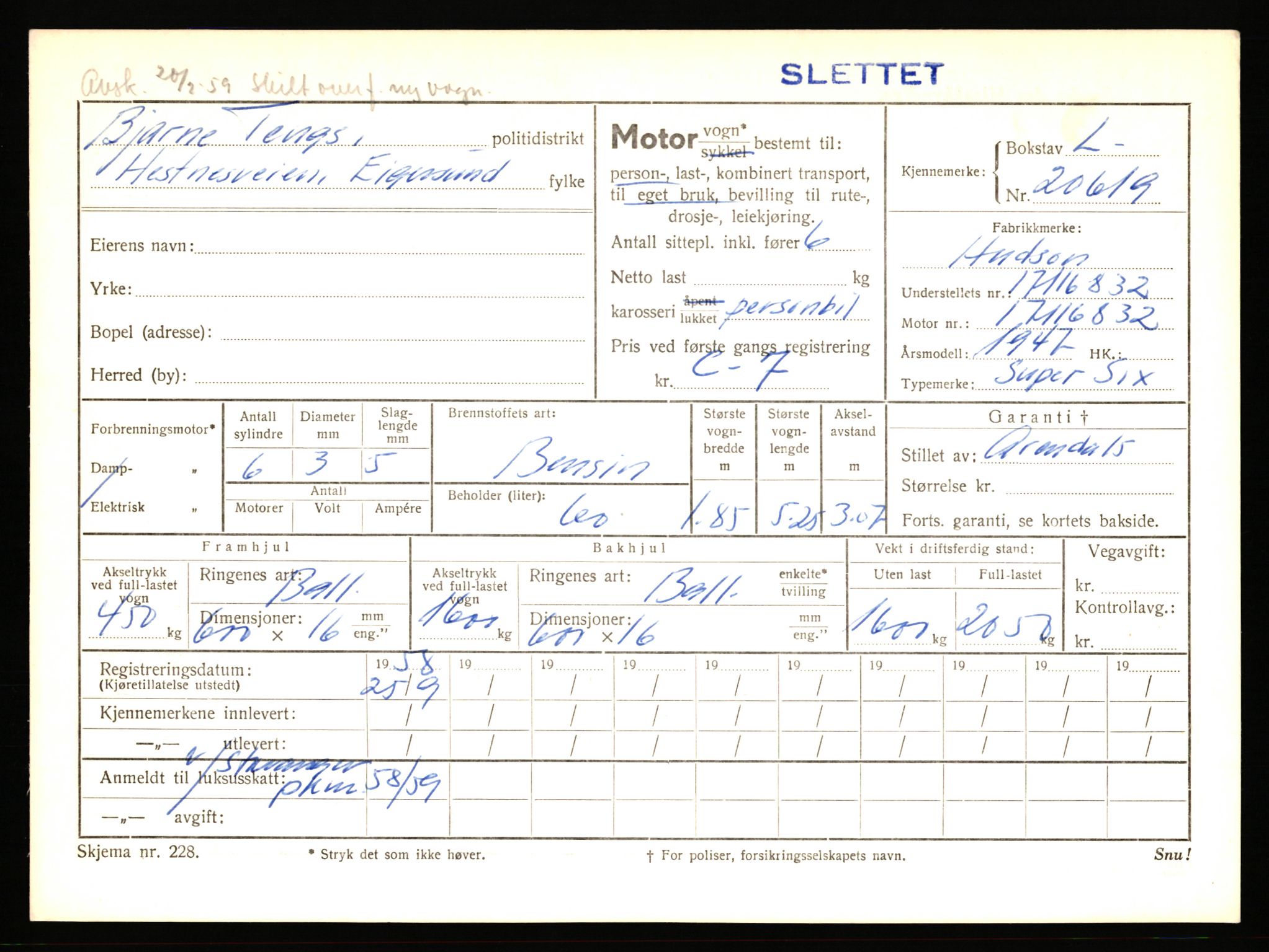 Stavanger trafikkstasjon, AV/SAST-A-101942/0/F/L0037: L-20500 - L-21499, 1930-1971, p. 435