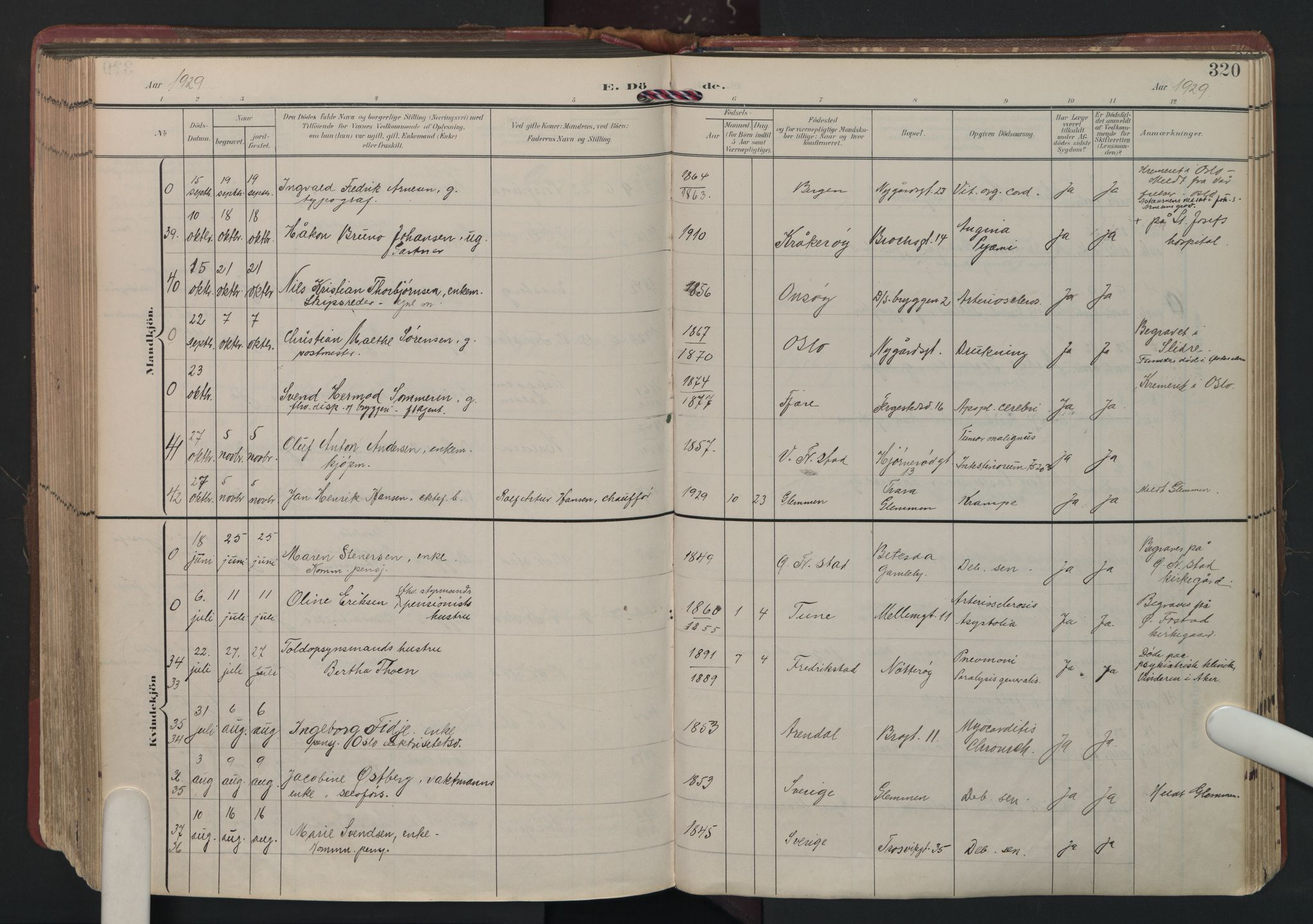 Fredrikstad domkirkes prestekontor Kirkebøker, AV/SAO-A-10906/F/Fa/L0008: Parish register (official) no. 8, 1902-1936, p. 320