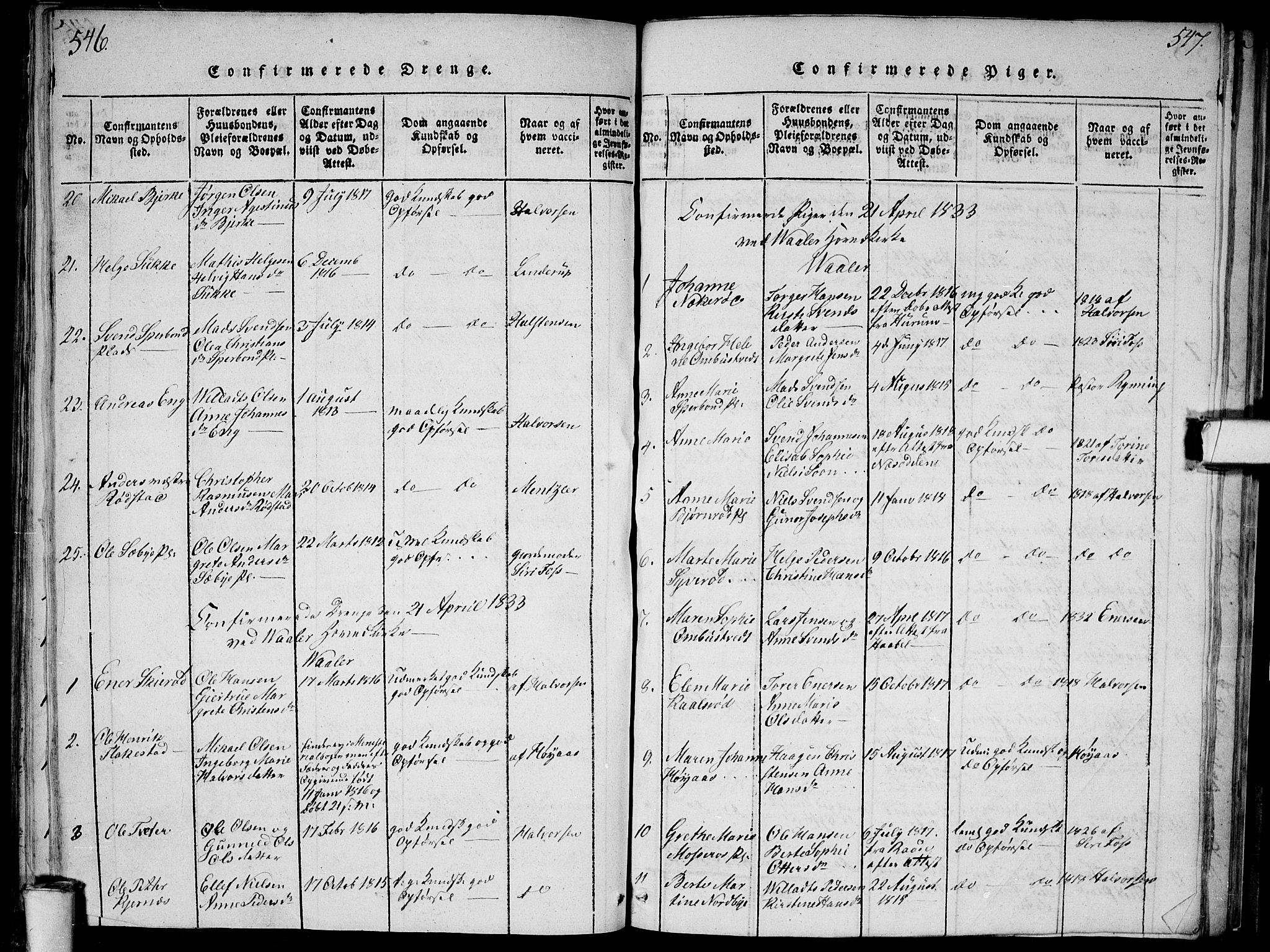 Våler prestekontor Kirkebøker, SAO/A-11083/G/Ga/L0001: Parish register (copy) no. I 1, 1815-1839, p. 546-547
