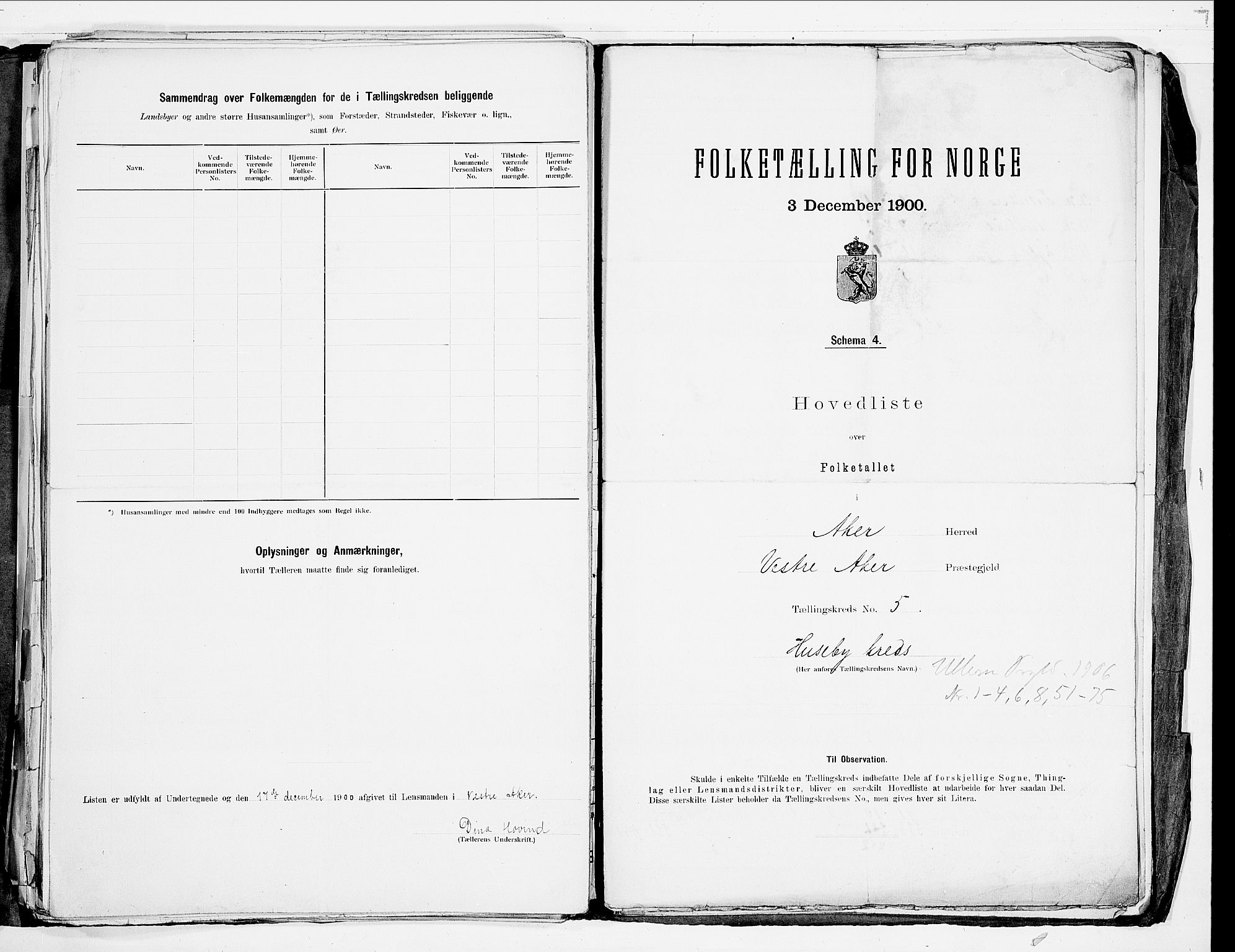 SAO, 1900 census for Aker, 1900, p. 52