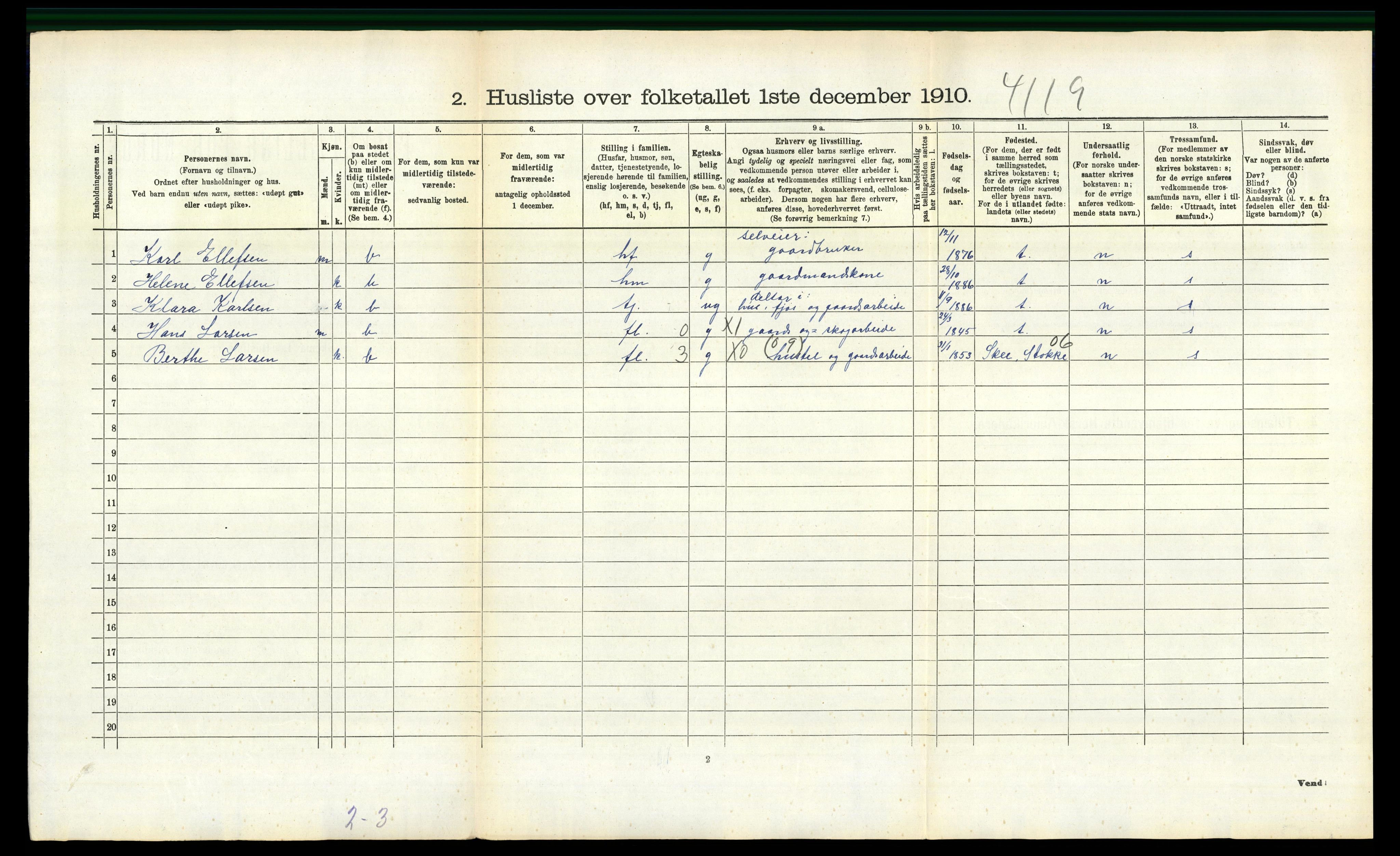 RA, 1910 census for Sandeherred, 1910, p. 802