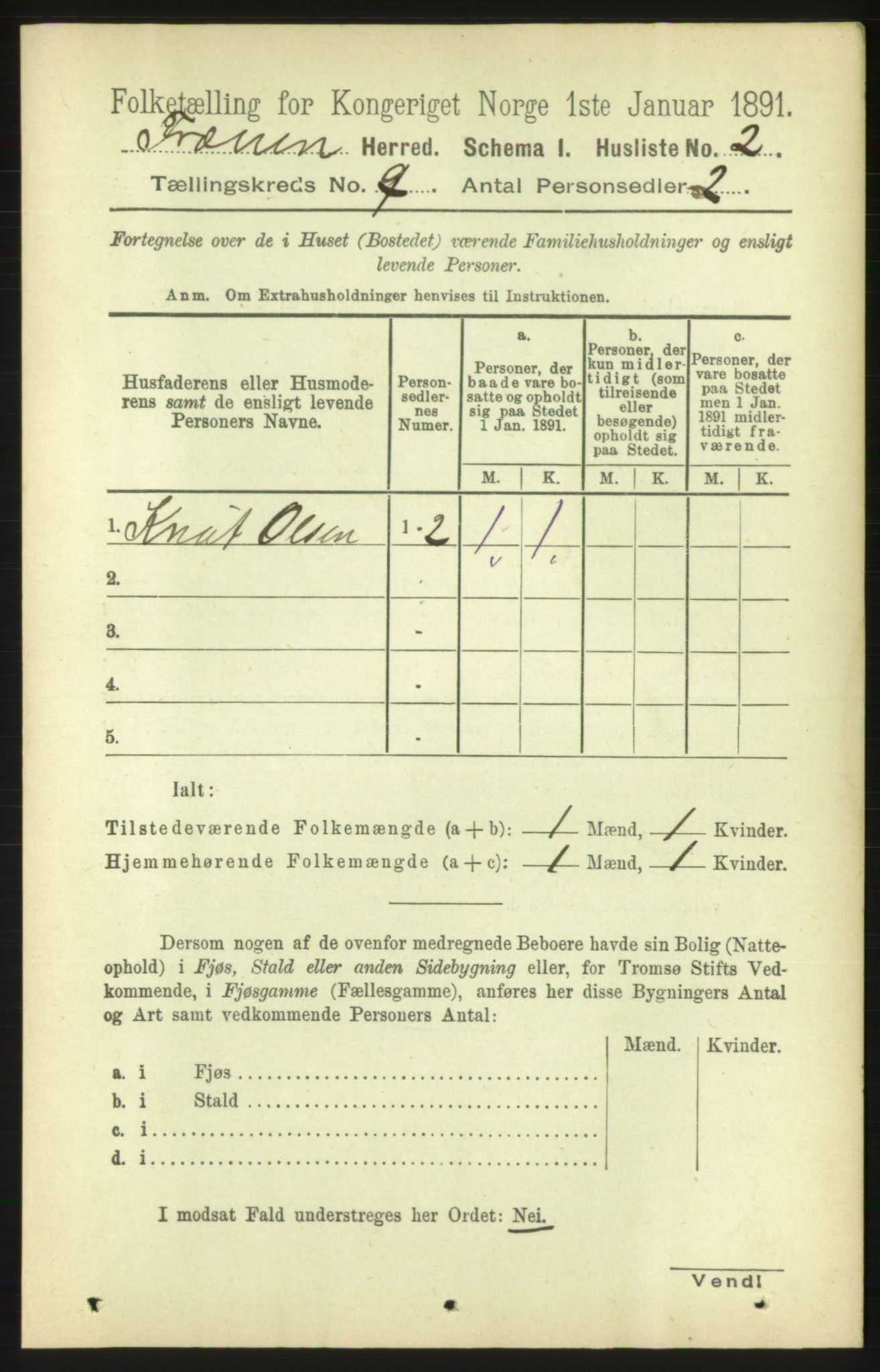 RA, 1891 census for 1548 Fræna, 1891, p. 2819