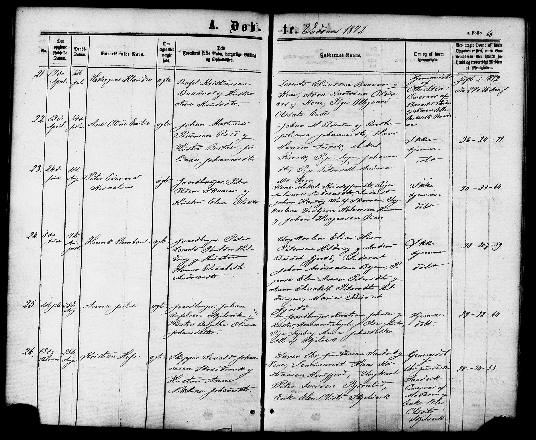 Ministerialprotokoller, klokkerbøker og fødselsregistre - Nordland, AV/SAT-A-1459/810/L0146: Parish register (official) no. 810A08 /1, 1862-1874, p. 68