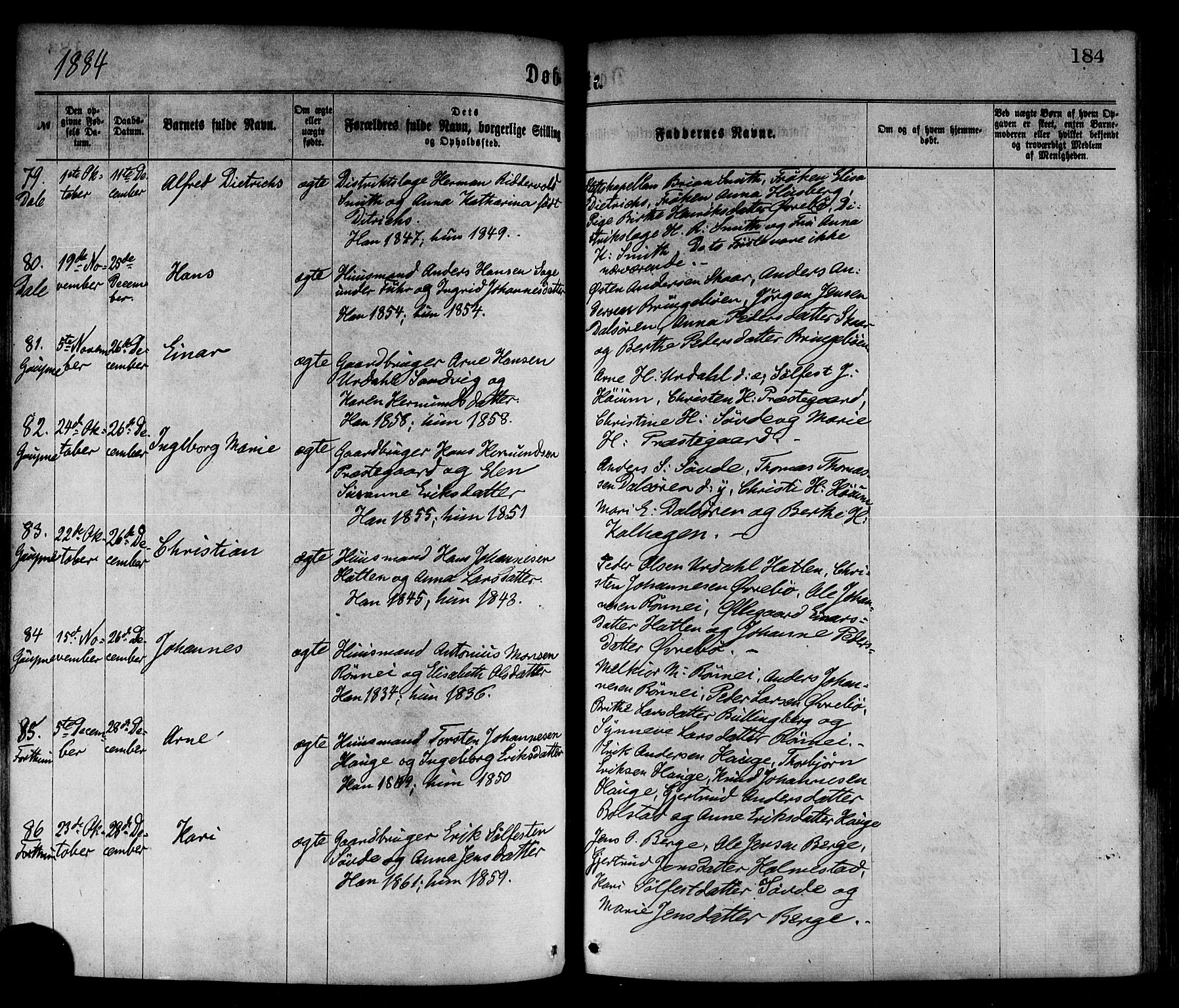 Luster sokneprestembete, AV/SAB-A-81101/H/Haa/Haaa/L0010: Parish register (official) no. A 10, 1871-1886, p. 184