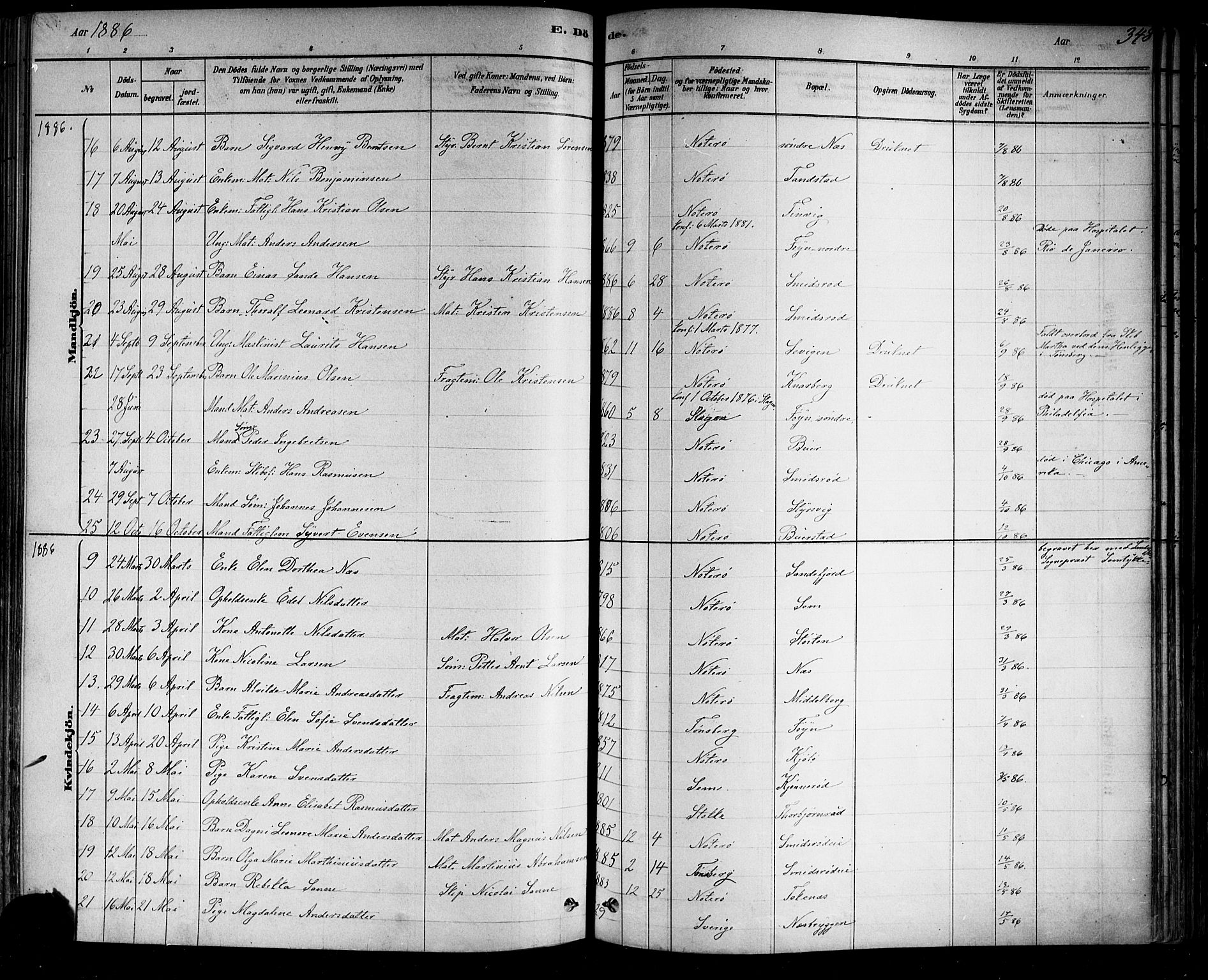 Nøtterøy kirkebøker, AV/SAKO-A-354/F/Fa/L0008: Parish register (official) no. I 8, 1878-1893, p. 348