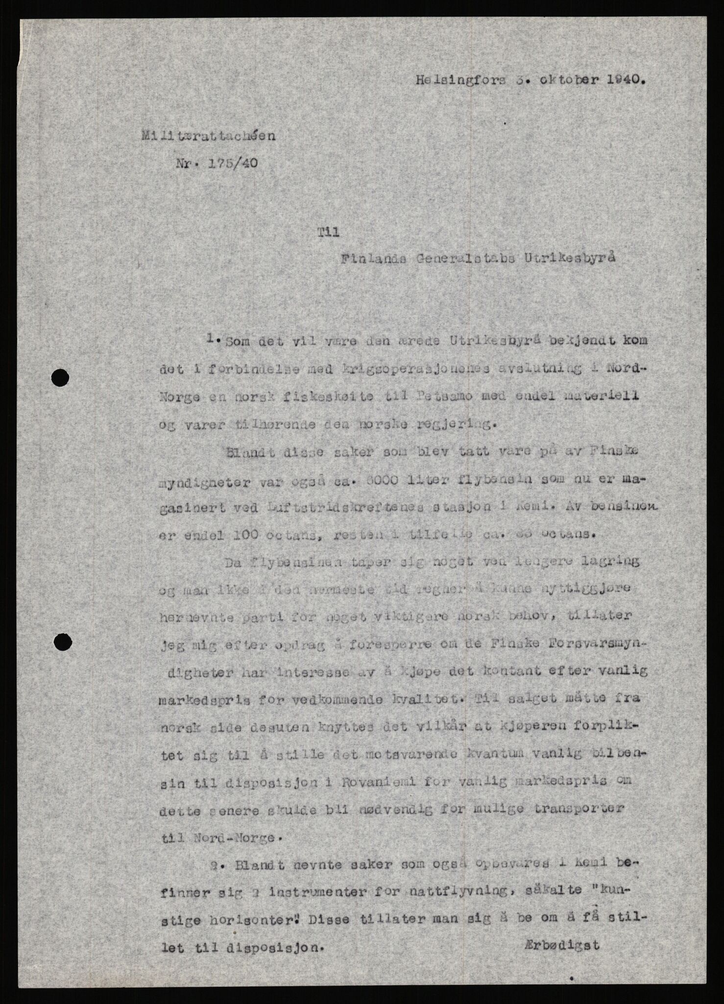 Forsvaret, Forsvarets krigshistoriske avdeling, RA/RAFA-2017/Y/Ya/L0006: II-C-11-11,2 - Utenriksdepartementet.  Legasjonen i Helsingfors., 1940-1946, p. 168