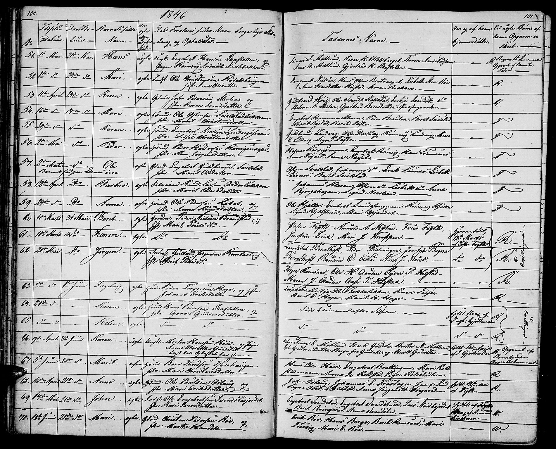 Ringebu prestekontor, SAH/PREST-082/H/Ha/Hab/L0002: Parish register (copy) no. 2, 1839-1853, p. 100-101