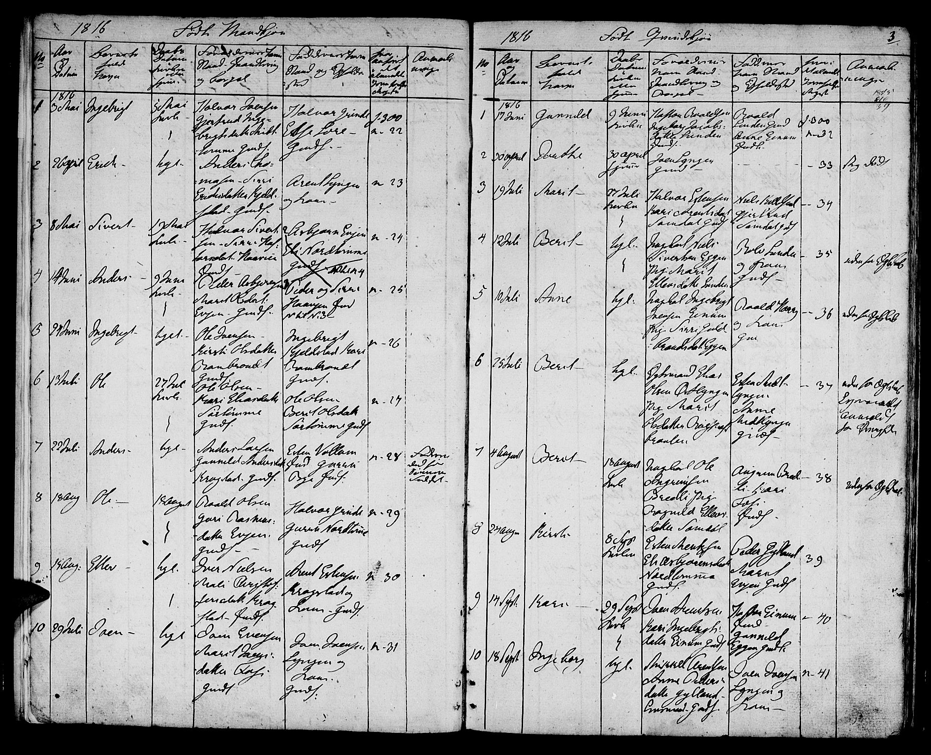Ministerialprotokoller, klokkerbøker og fødselsregistre - Sør-Trøndelag, SAT/A-1456/692/L1108: Parish register (copy) no. 692C03, 1816-1833, p. 3