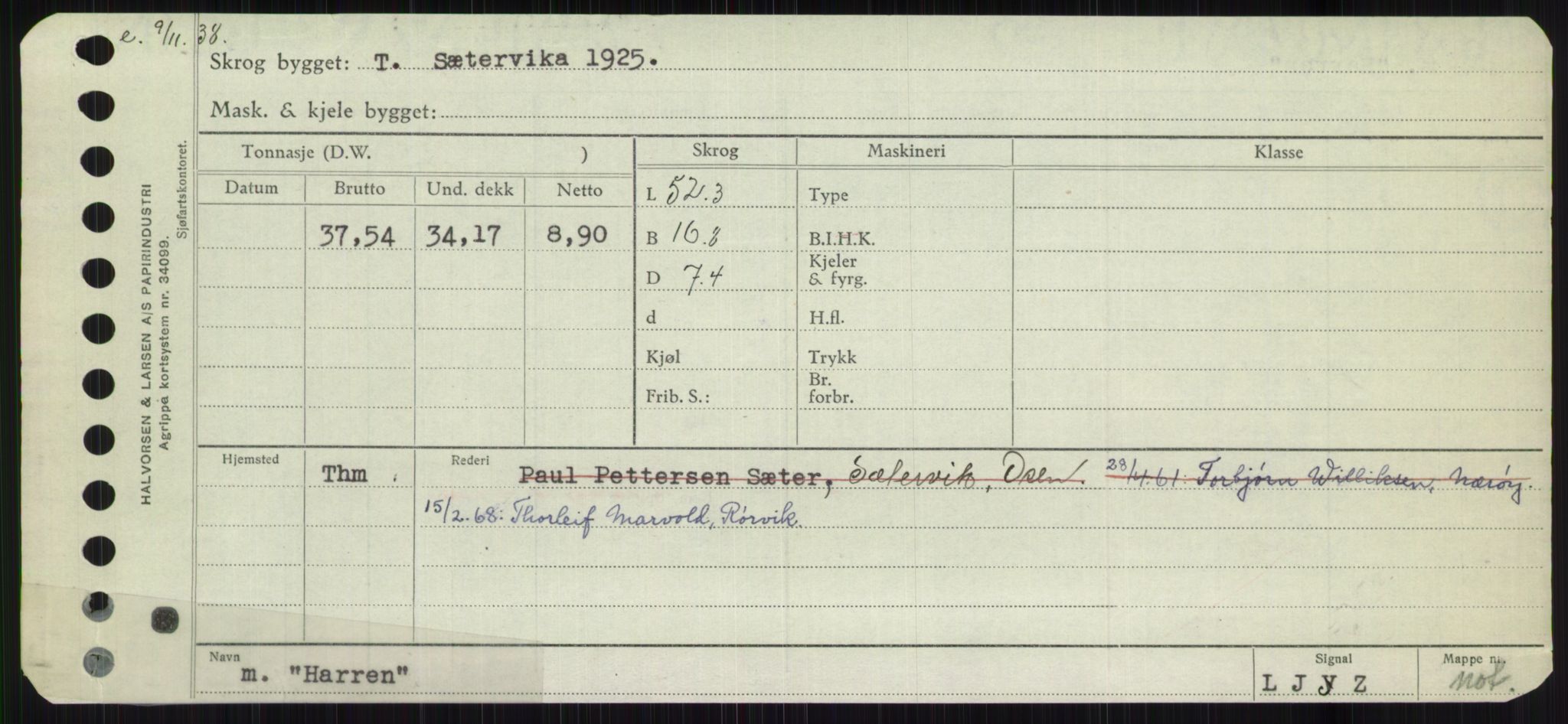 Sjøfartsdirektoratet med forløpere, Skipsmålingen, RA/S-1627/H/Ha/L0002/0002: Fartøy, Eik-Hill / Fartøy, G-Hill, p. 519