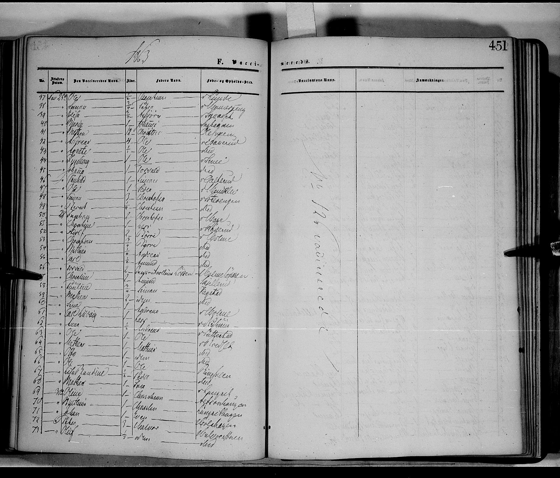 Fåberg prestekontor, SAH/PREST-086/H/Ha/Haa/L0006: Parish register (official) no. 6B, 1855-1867, p. 451