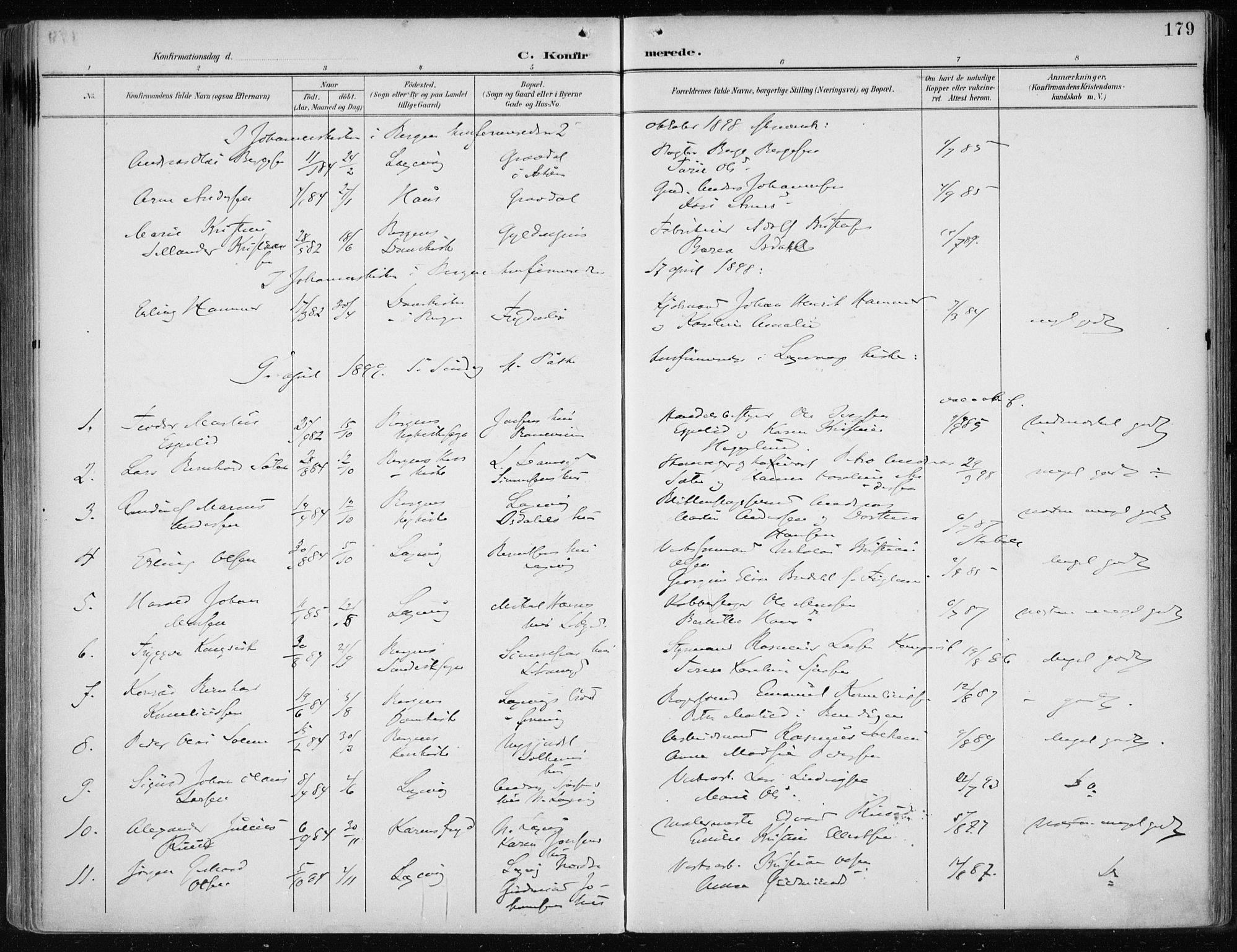 Askøy Sokneprestembete, AV/SAB-A-74101/H/Ha/Haa/Haae/L0003: Parish register (official) no. E 3, 1891-1903, p. 179