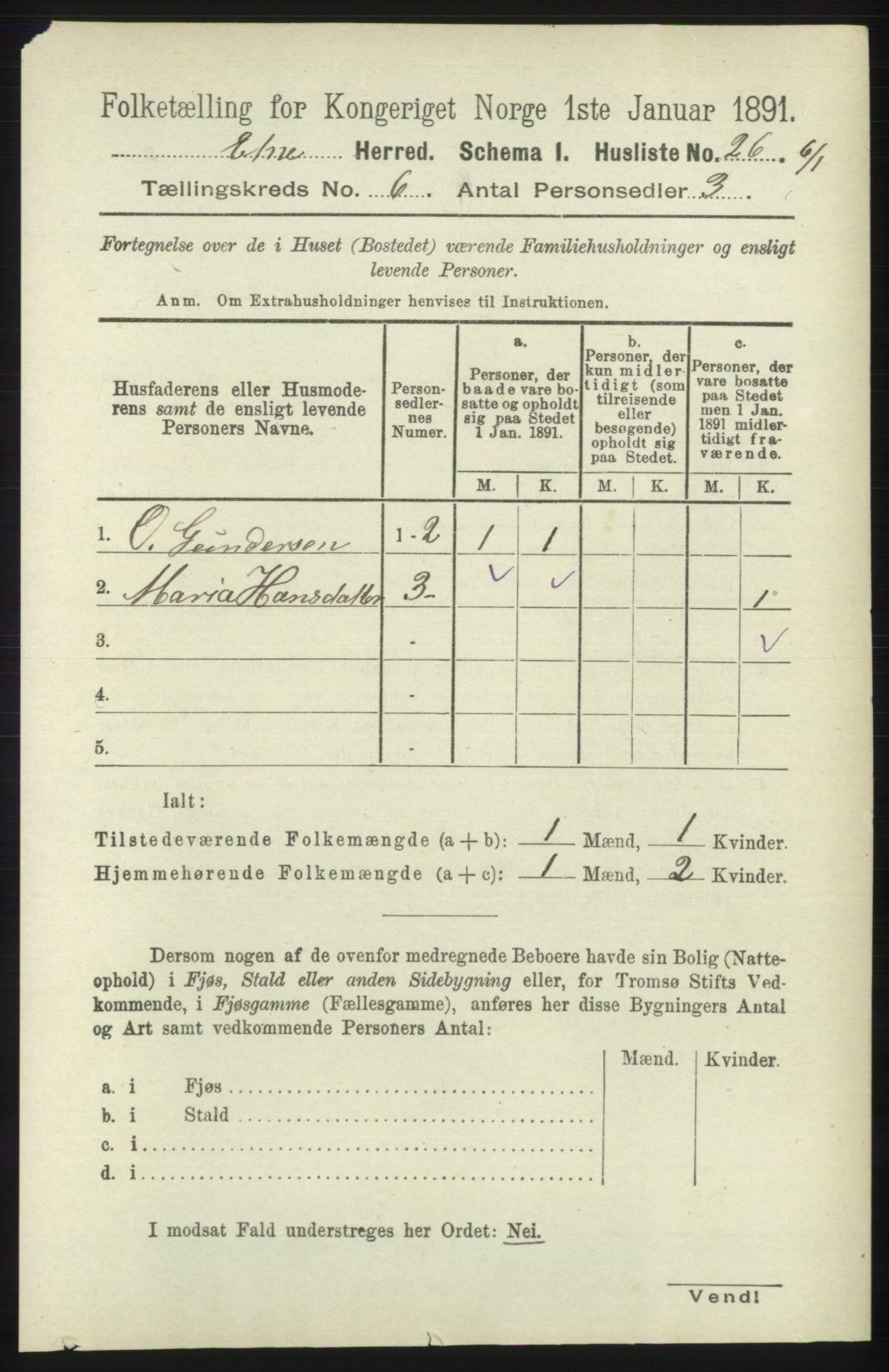 RA, 1891 census for 1211 Etne, 1891, p. 1207