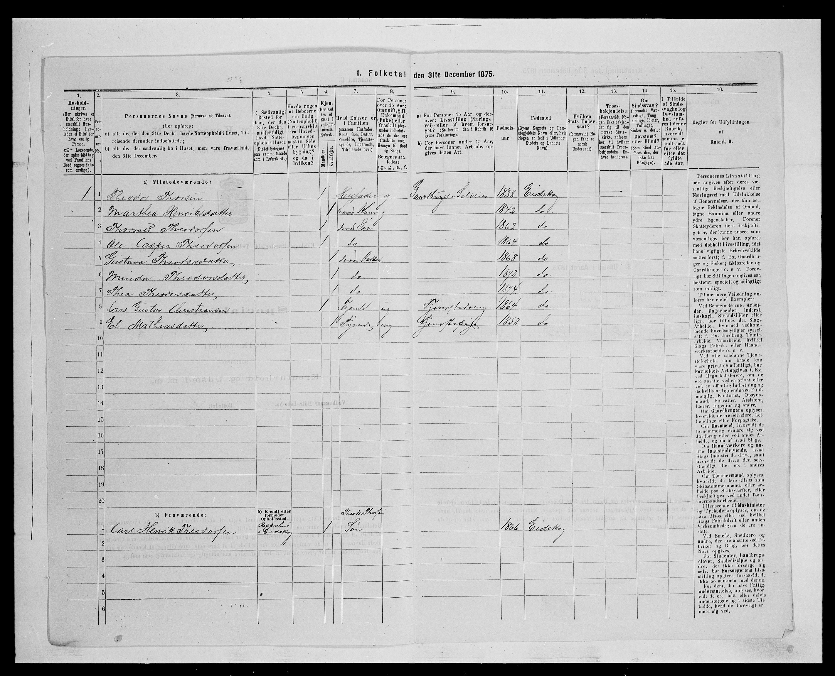 SAH, 1875 census for 0420P Eidskog, 1875, p. 1973